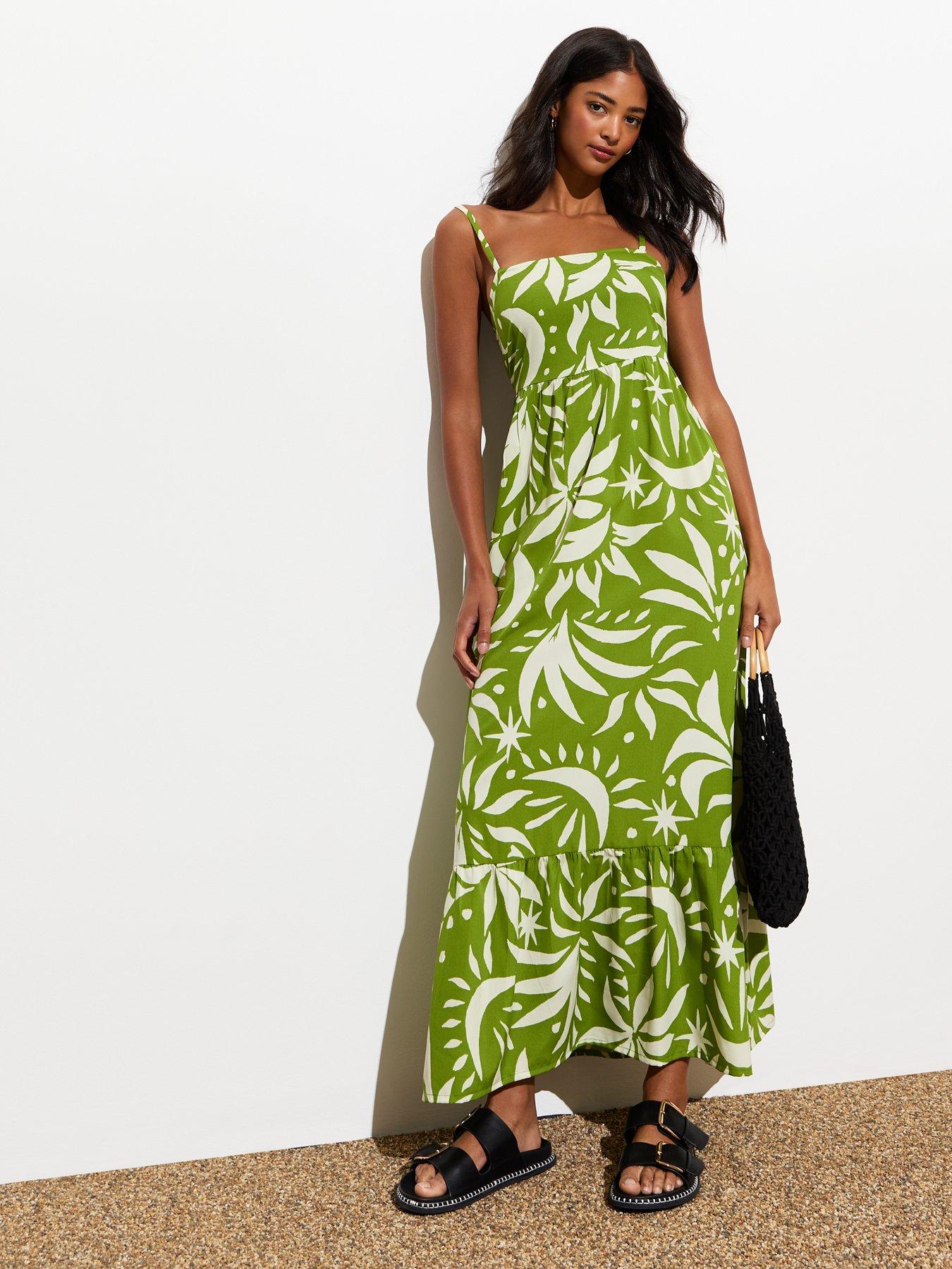 new-look-green-tropical-print-tie-back-midaxi-dress