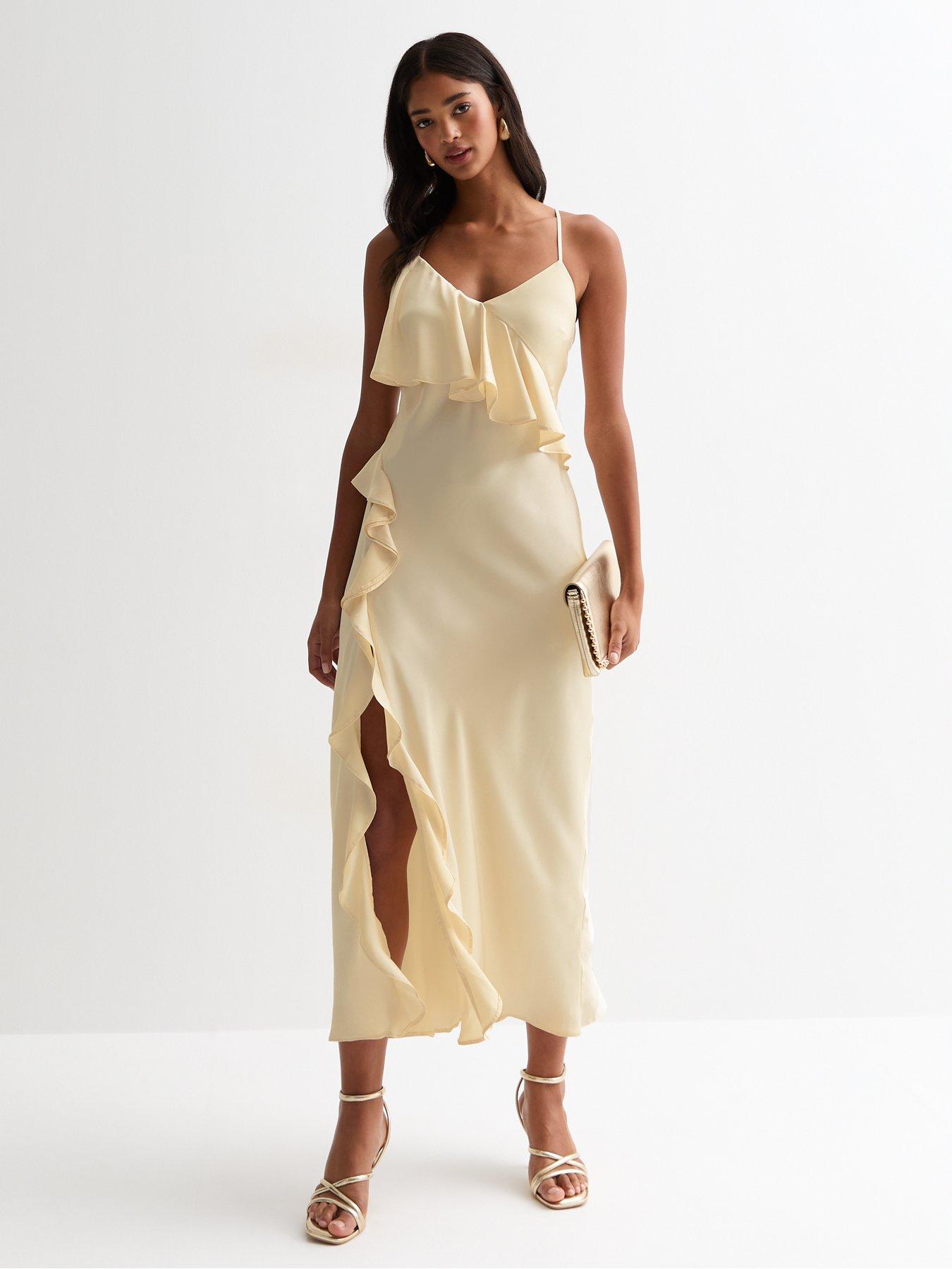 new-look-cream-ruffle-split-hem-strappy-midaxi-dress