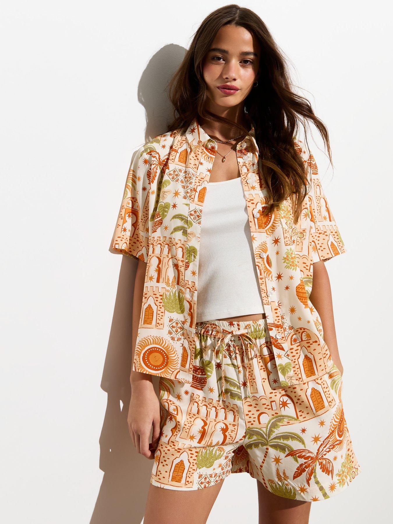 new-look-orange-abstract-print-short-sleeve-shirt