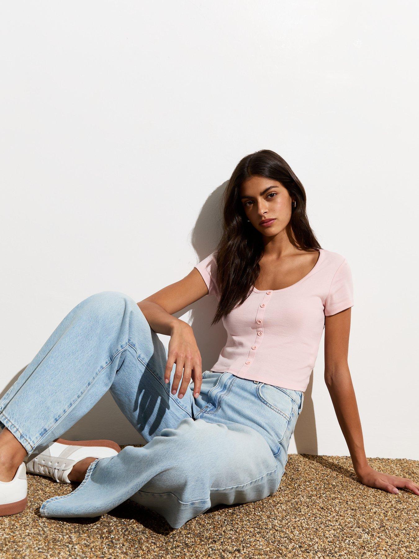 new-look-pale-pink-button-front-crop-cotton-t-shirtdetail