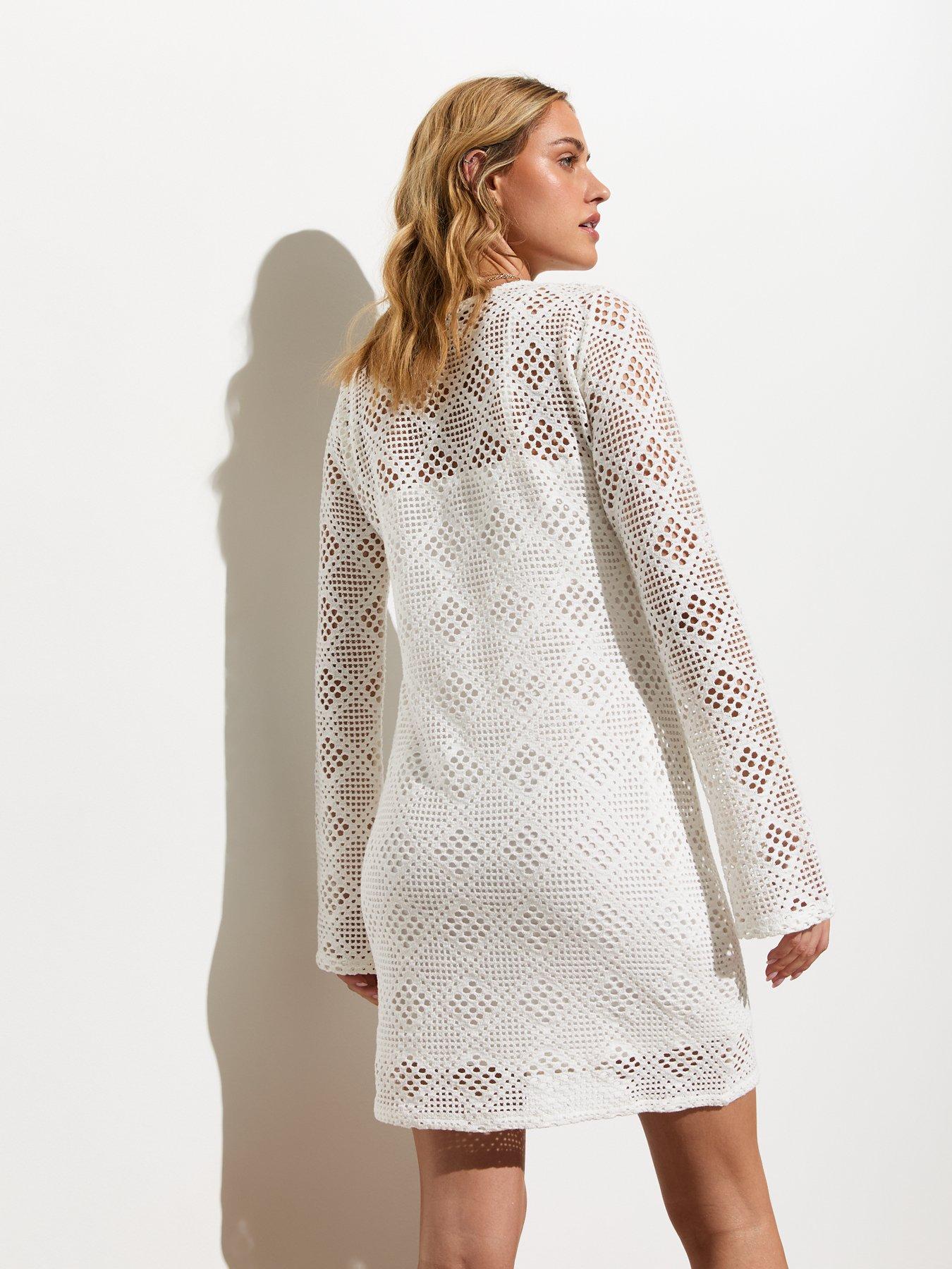 new-look-off-white-flounce-sleeve-crochet-mini-tunic-dressstillFront