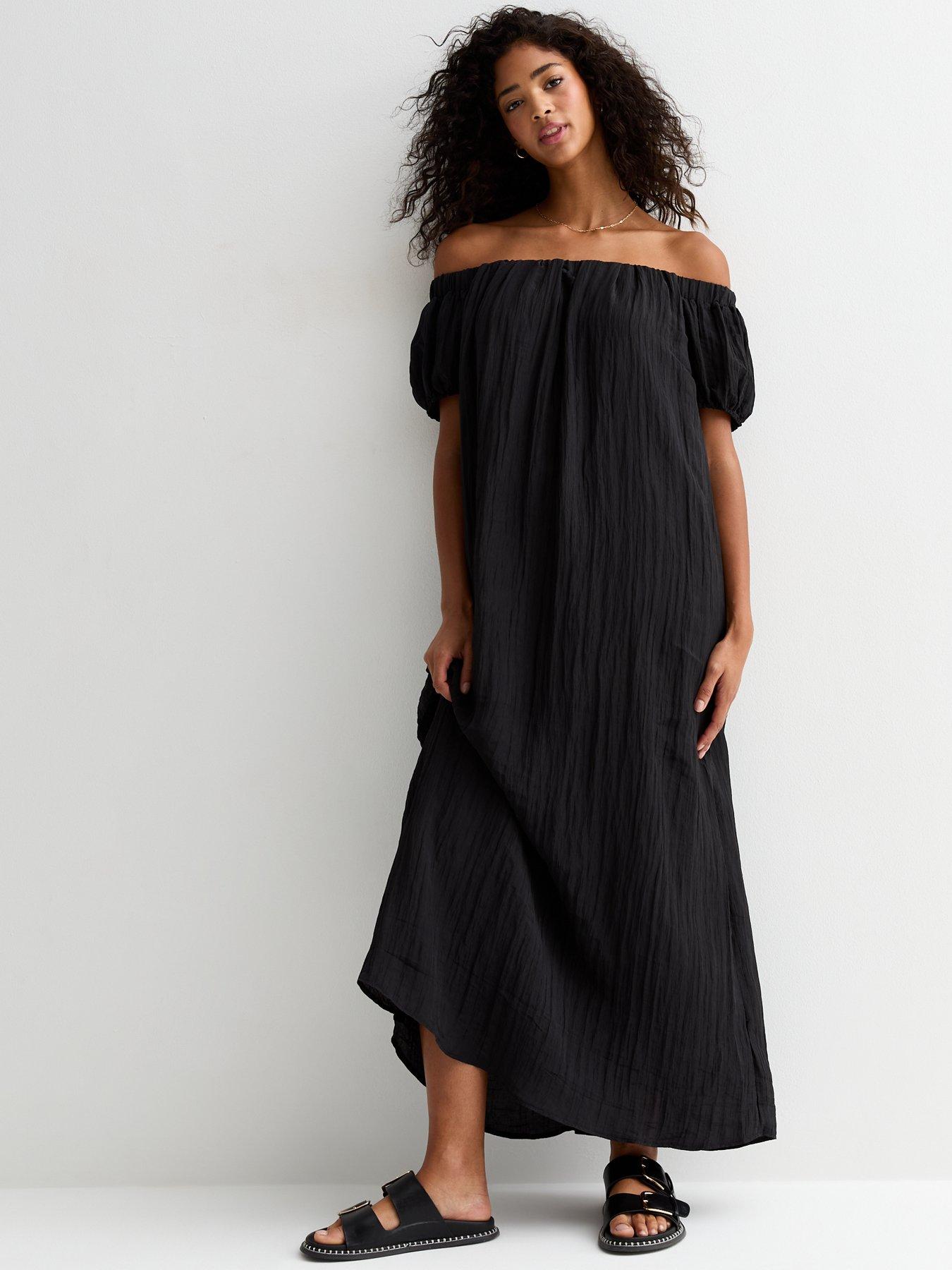 new-look-black-crinkle-bardot-maxi-dressfront