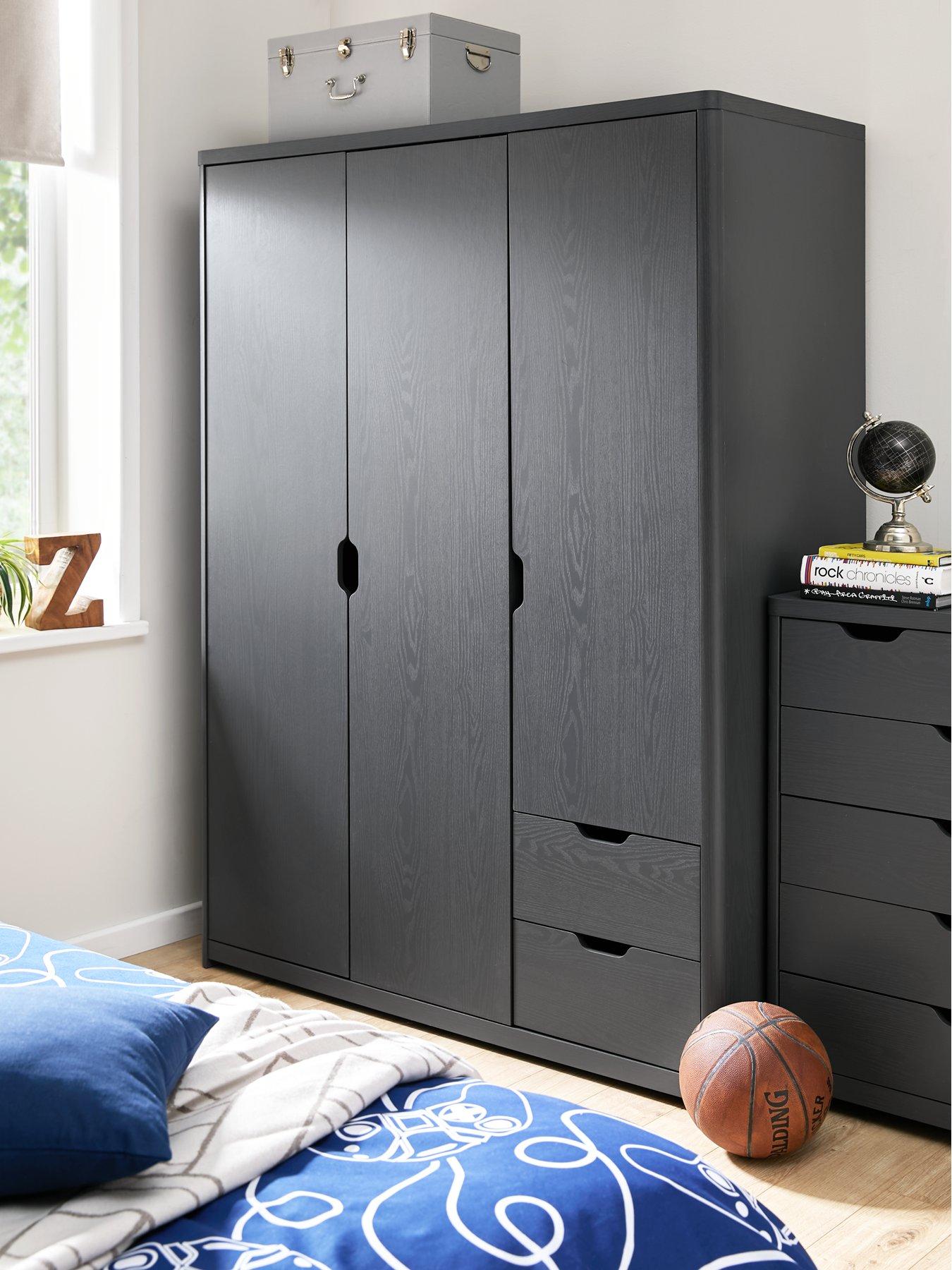 Image 1 of 6 of The Very Collection Aspen 3 Door, 2 Drawer Wardrobe - Dark Grey Oak Effect