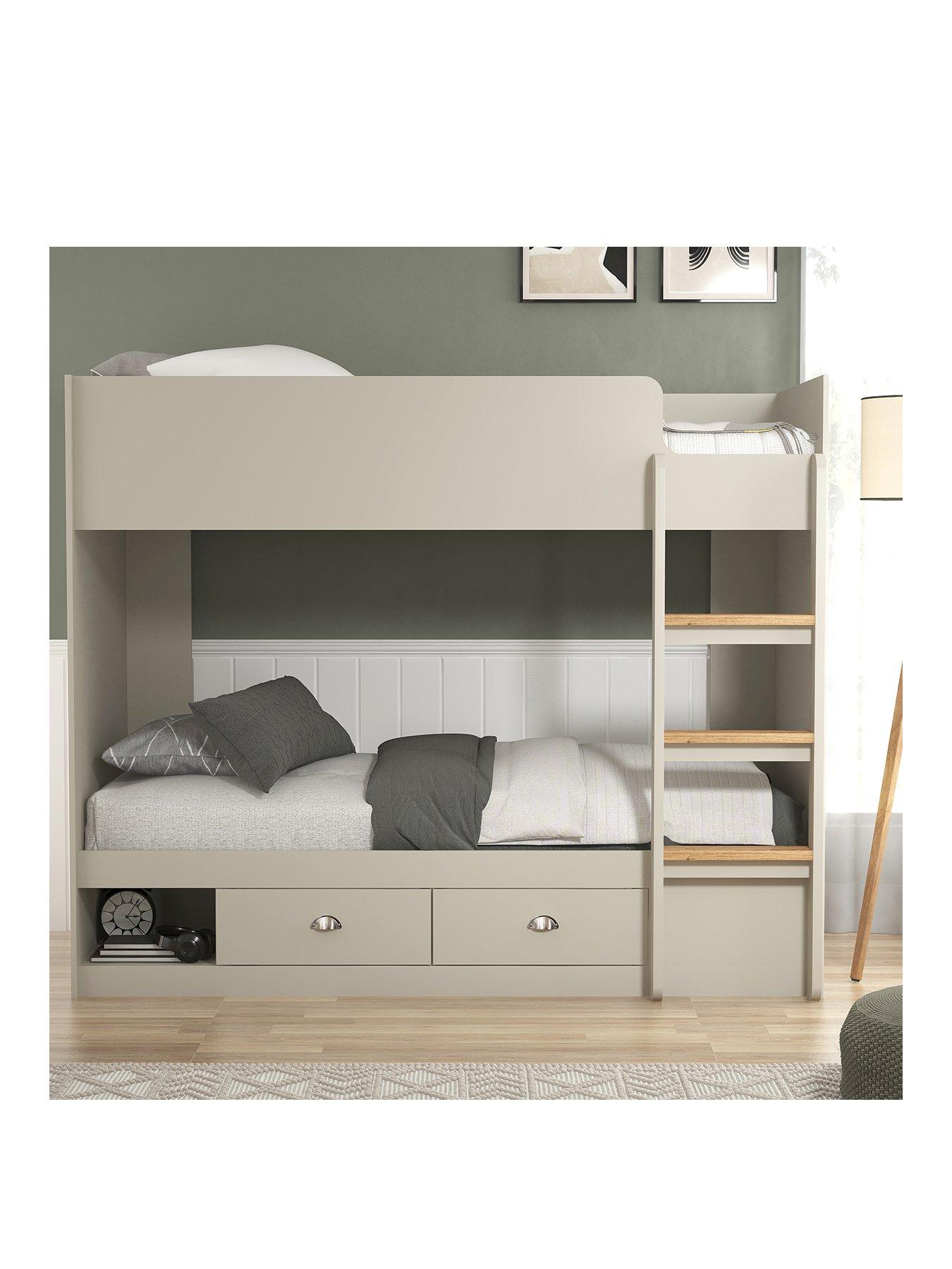 Image 2 of 7 of The Very Collection Atlanta Storage Bunk Bed with Mattress Options (Buy &amp; SAVE!) - Grey
