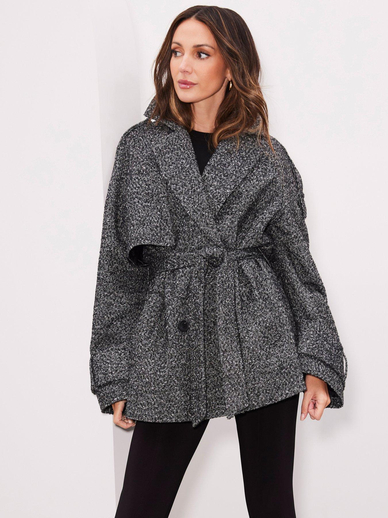 michelle-keegan-textured-wrap-short-trench-coat-grey