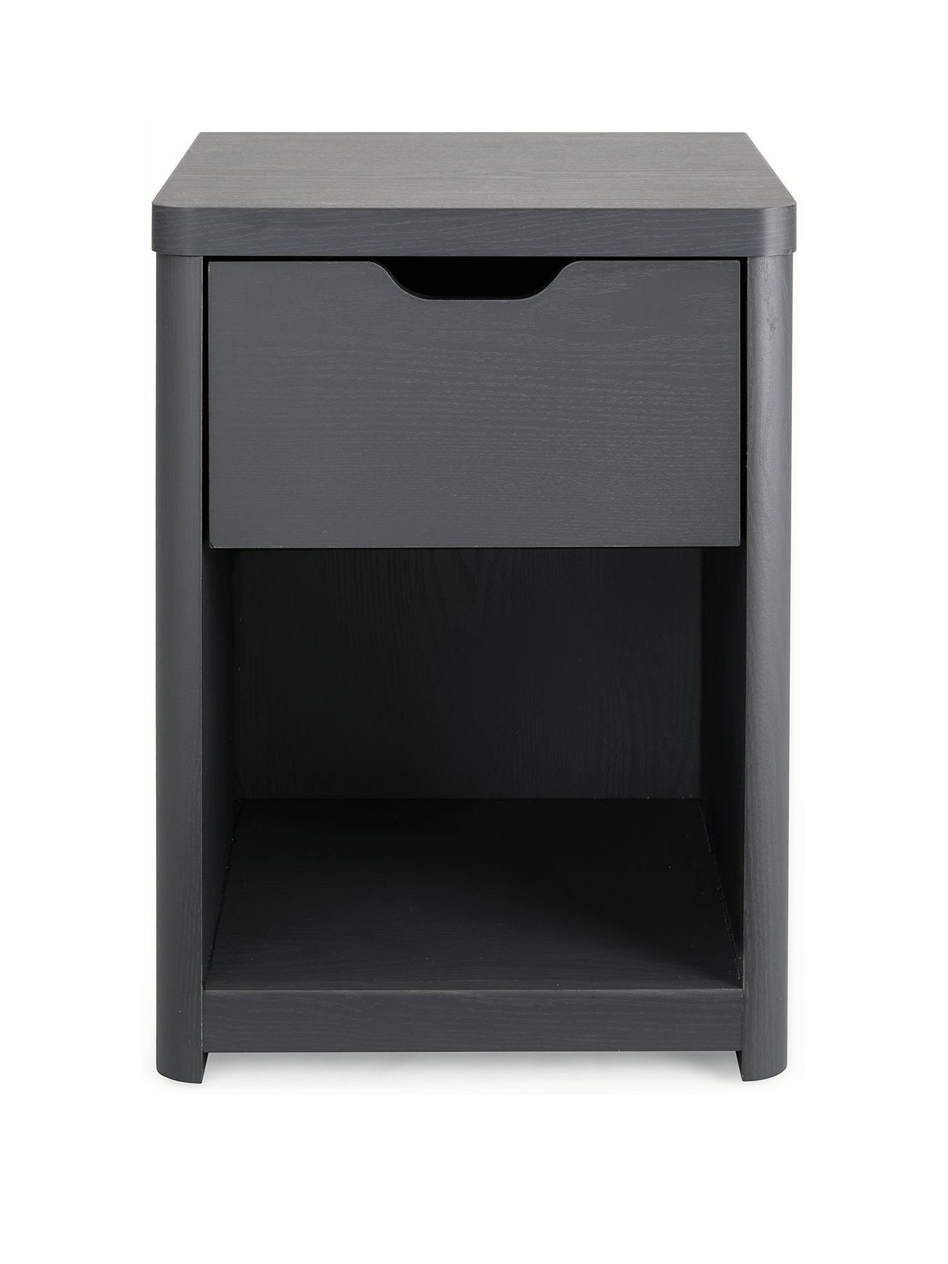 Image 2 of 6 of The Very Collection Aspen 1 Drawer Bedside Chest - Dark Grey Oak Effect
