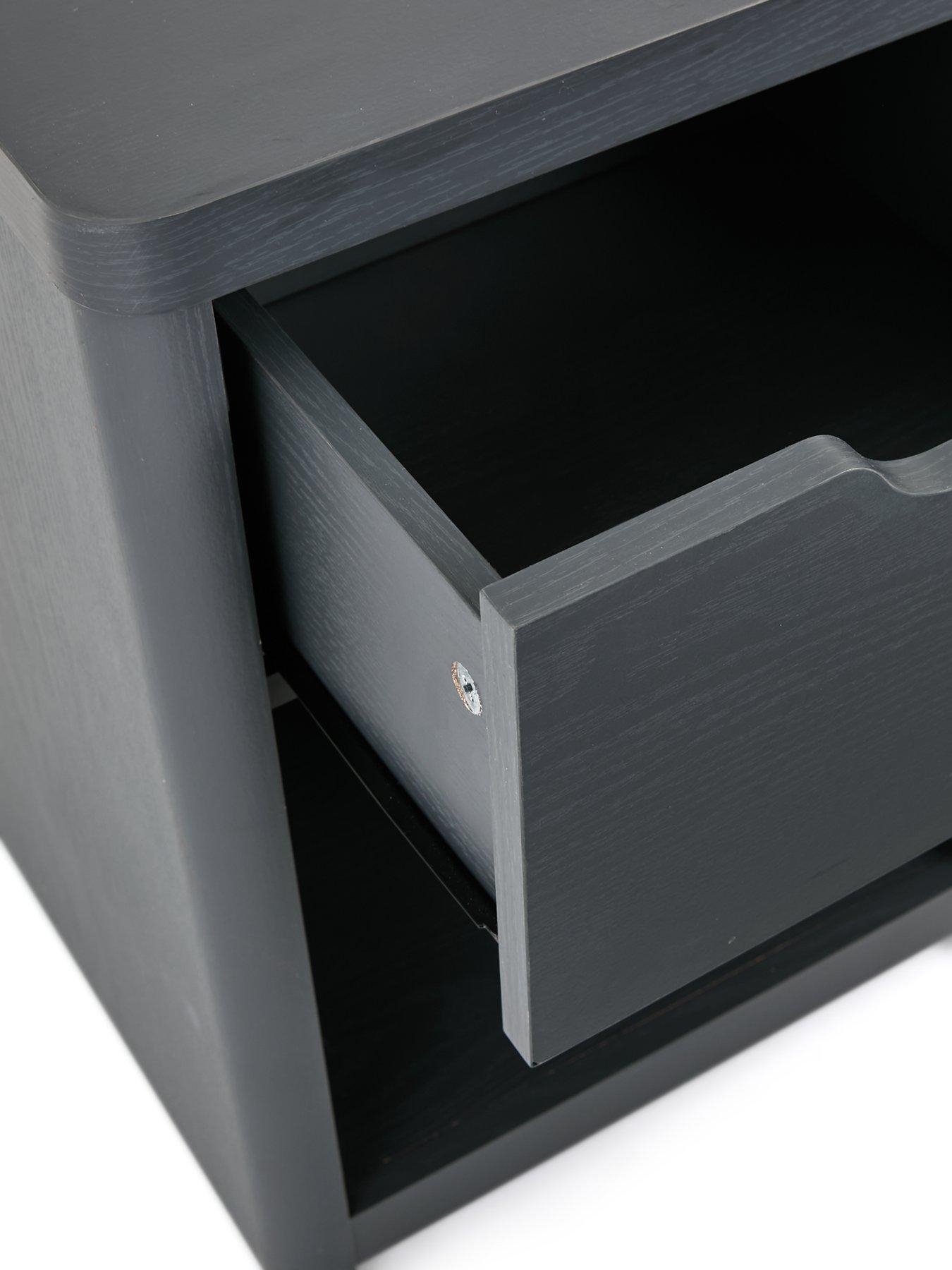 Image 6 of 6 of The Very Collection Aspen 1 Drawer Bedside Chest - Dark Grey Oak Effect
