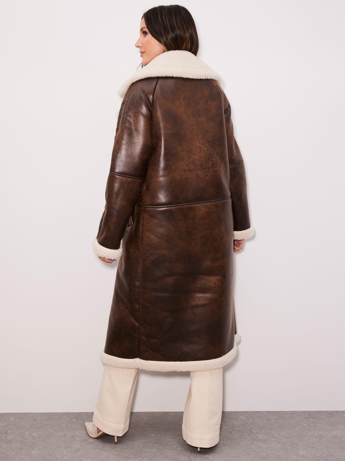 michelle-keegan-longline-faux-shearling-coat-brownstillFront