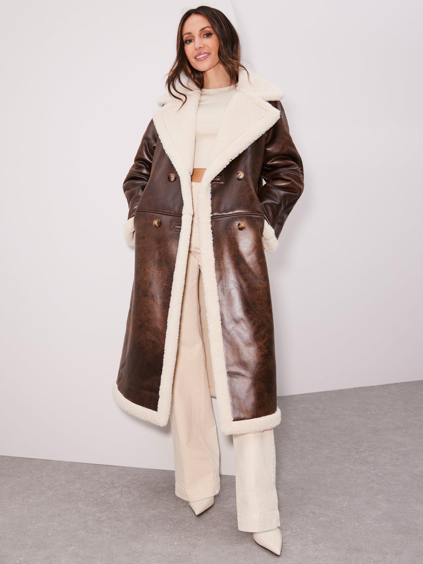 Long faux shearling coat online