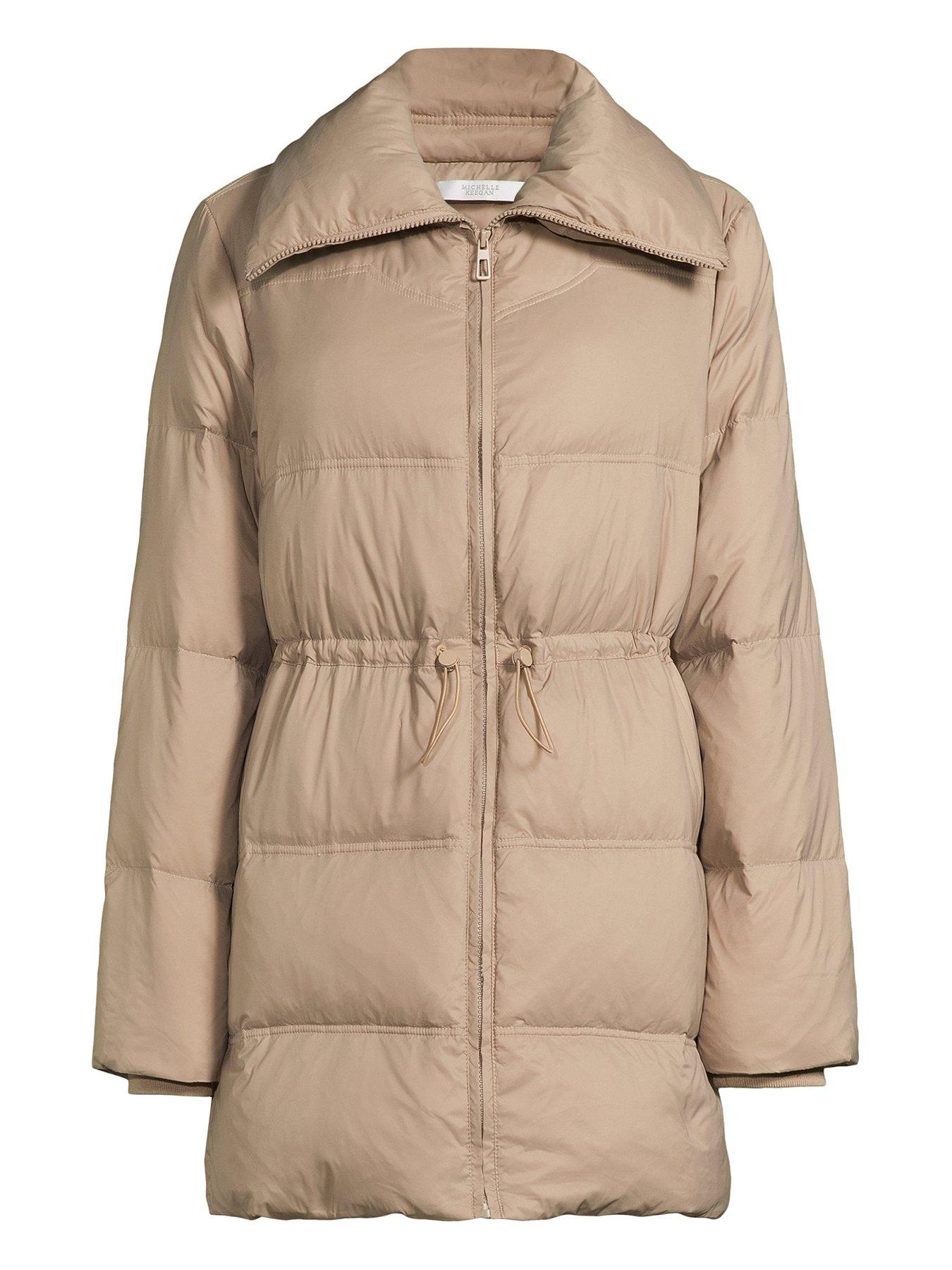 michelle-keegan-drawstring-waist-down-amp-feather-richnbsplongline-padded-coat-beigedetail