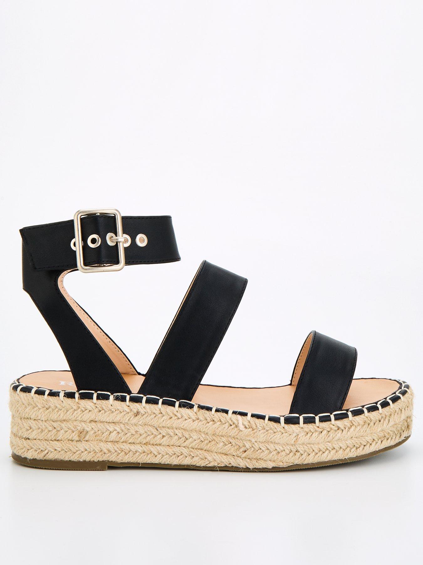 Raid Wide Fit Bellini Espadrille Flatform Sandal Black Very Ireland