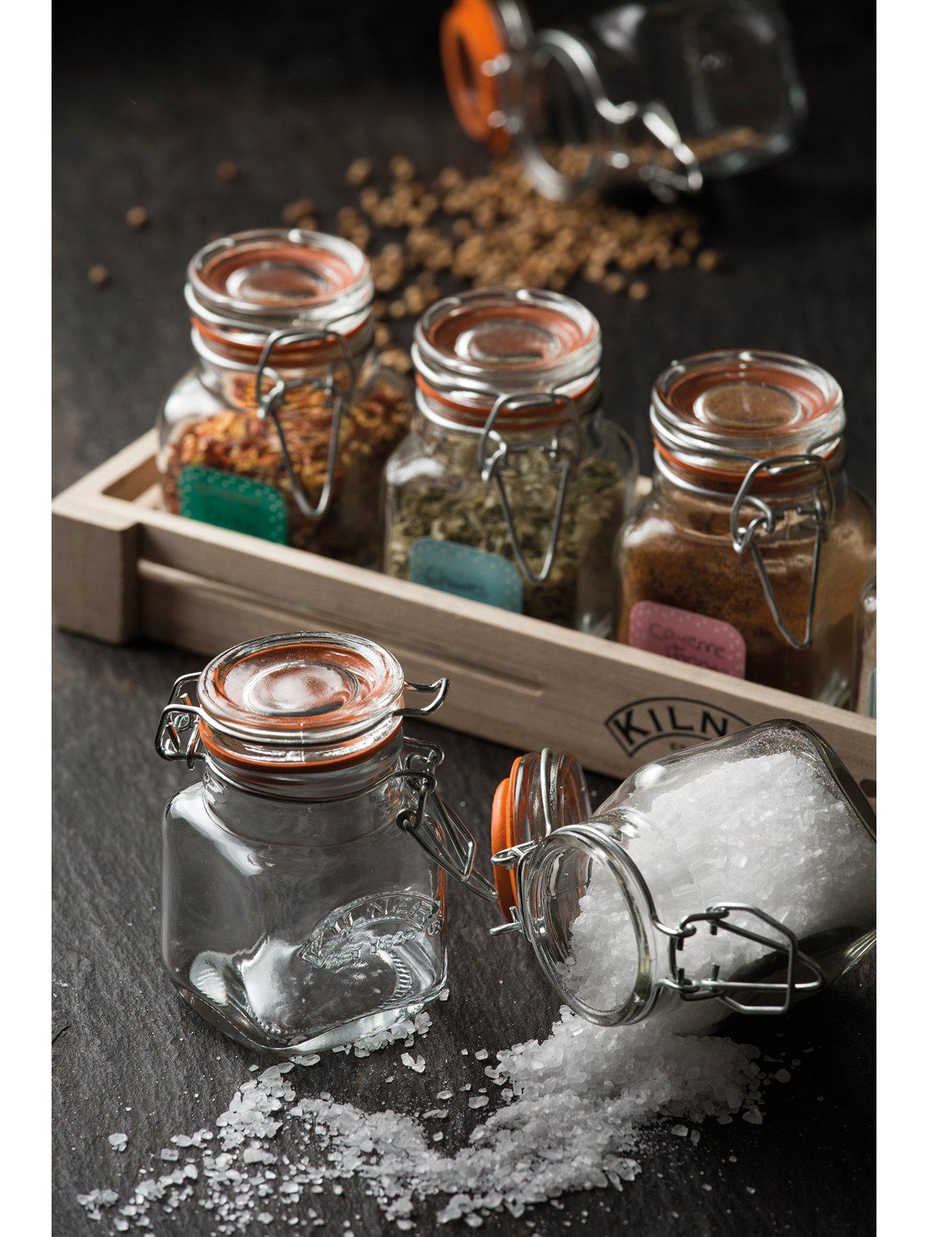 KILNER Glass Clip Top Spice Jar Set