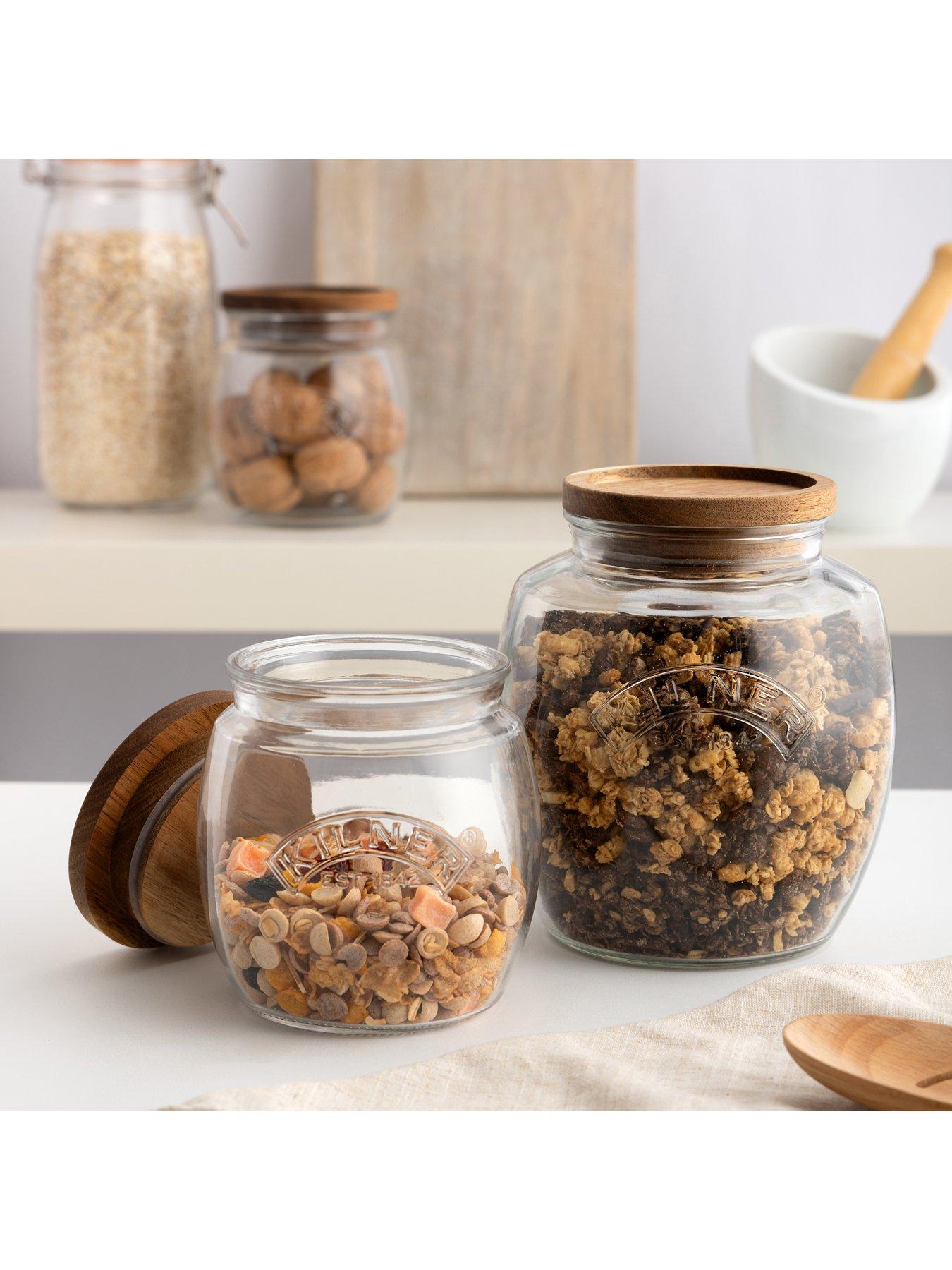 Image of KILNER Set Of 2 Universal Jars with Wooden Lid
