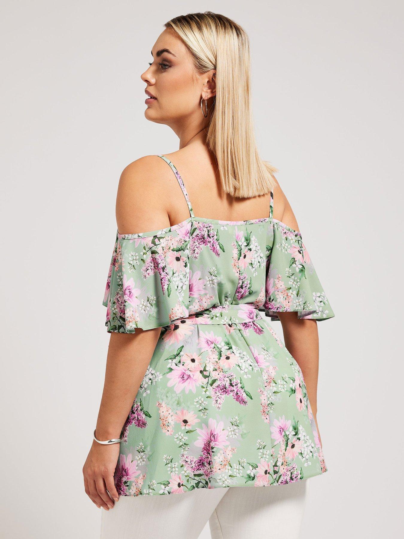 yours-curve-floral-cold-shoulder-wrap-topstillFront