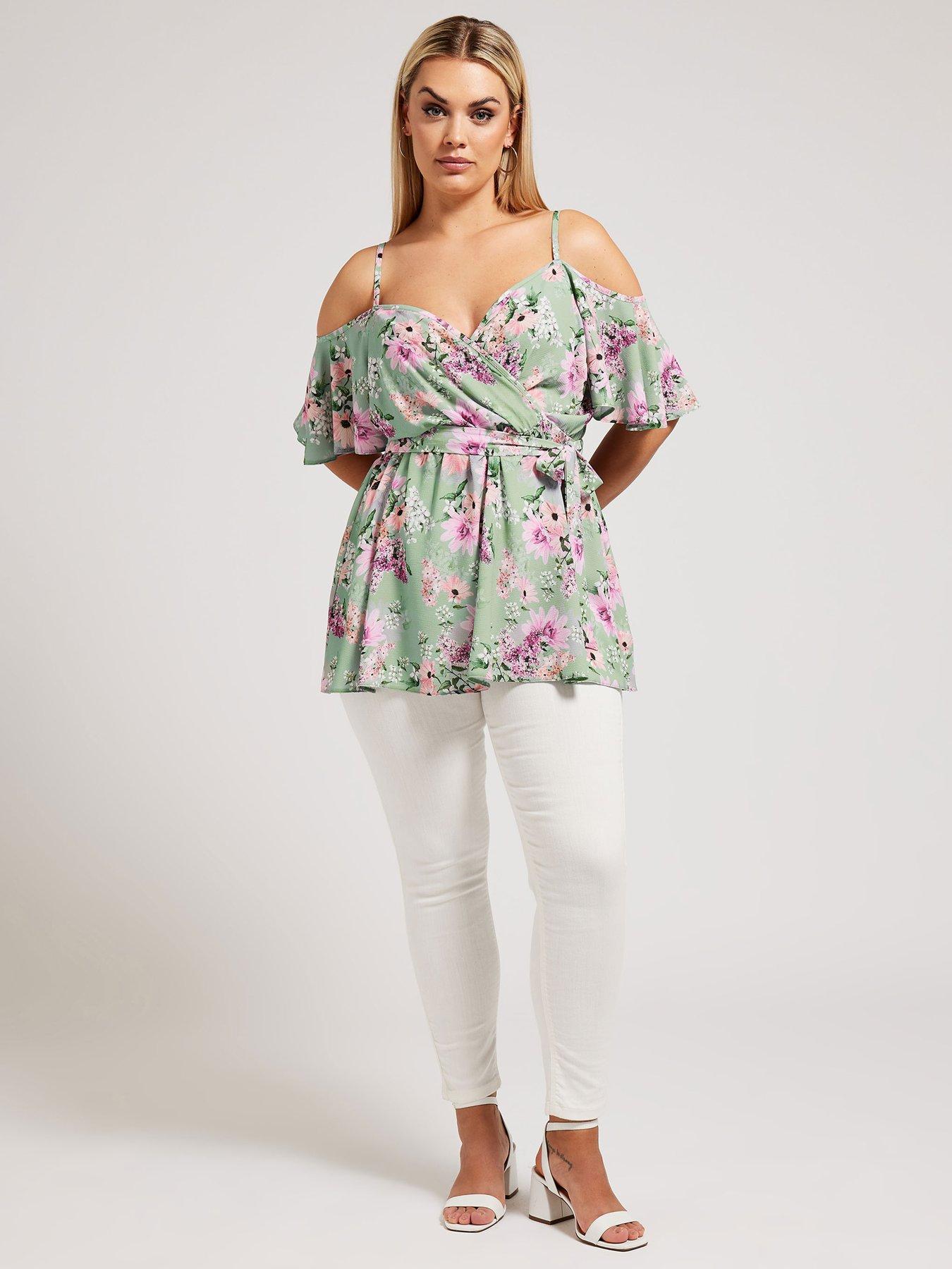 yours-curve-floral-cold-shoulder-wrap-topback