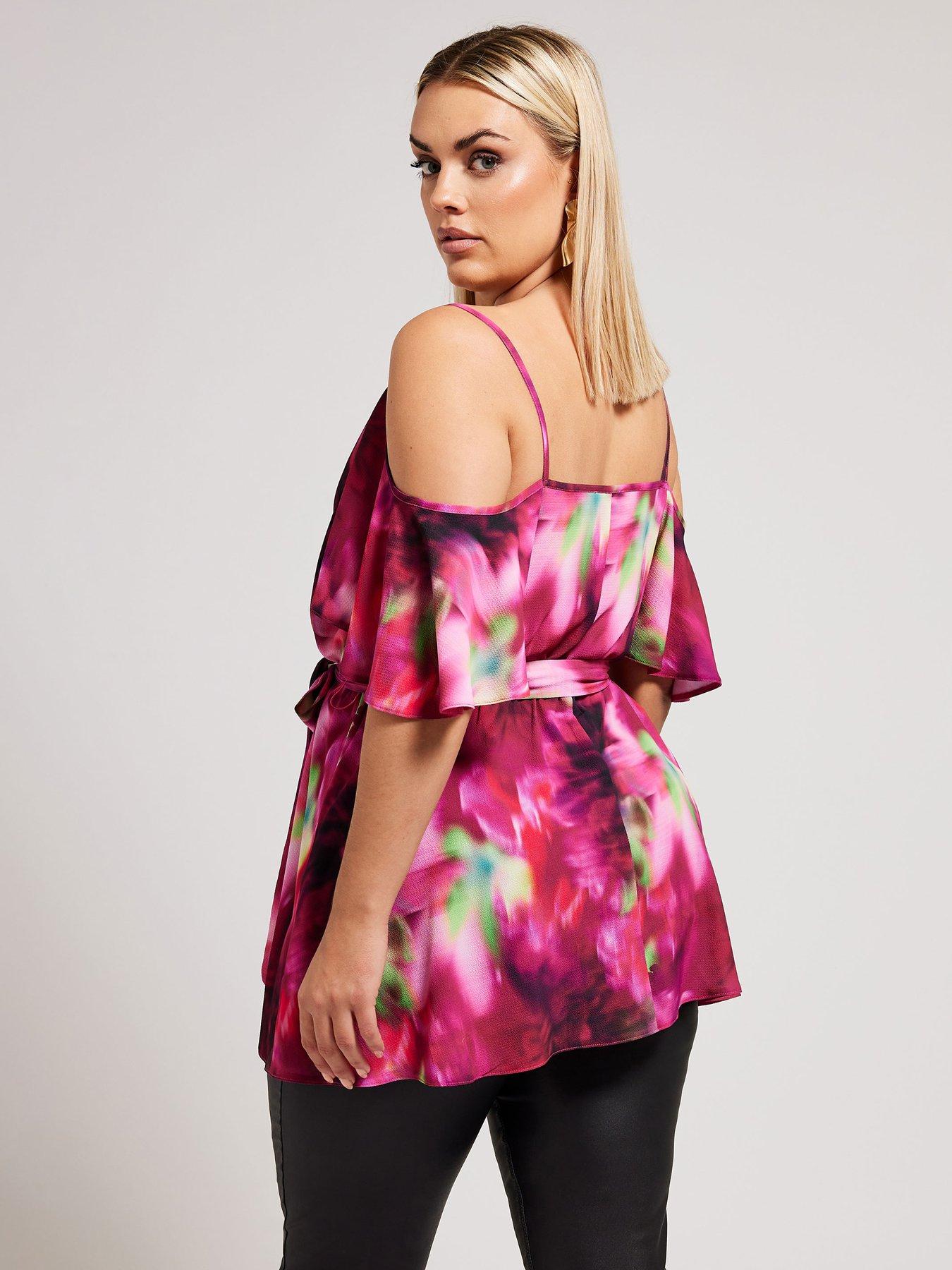 yours-curve-abstract-floral-cold-shoulder-wrap-topstillFront