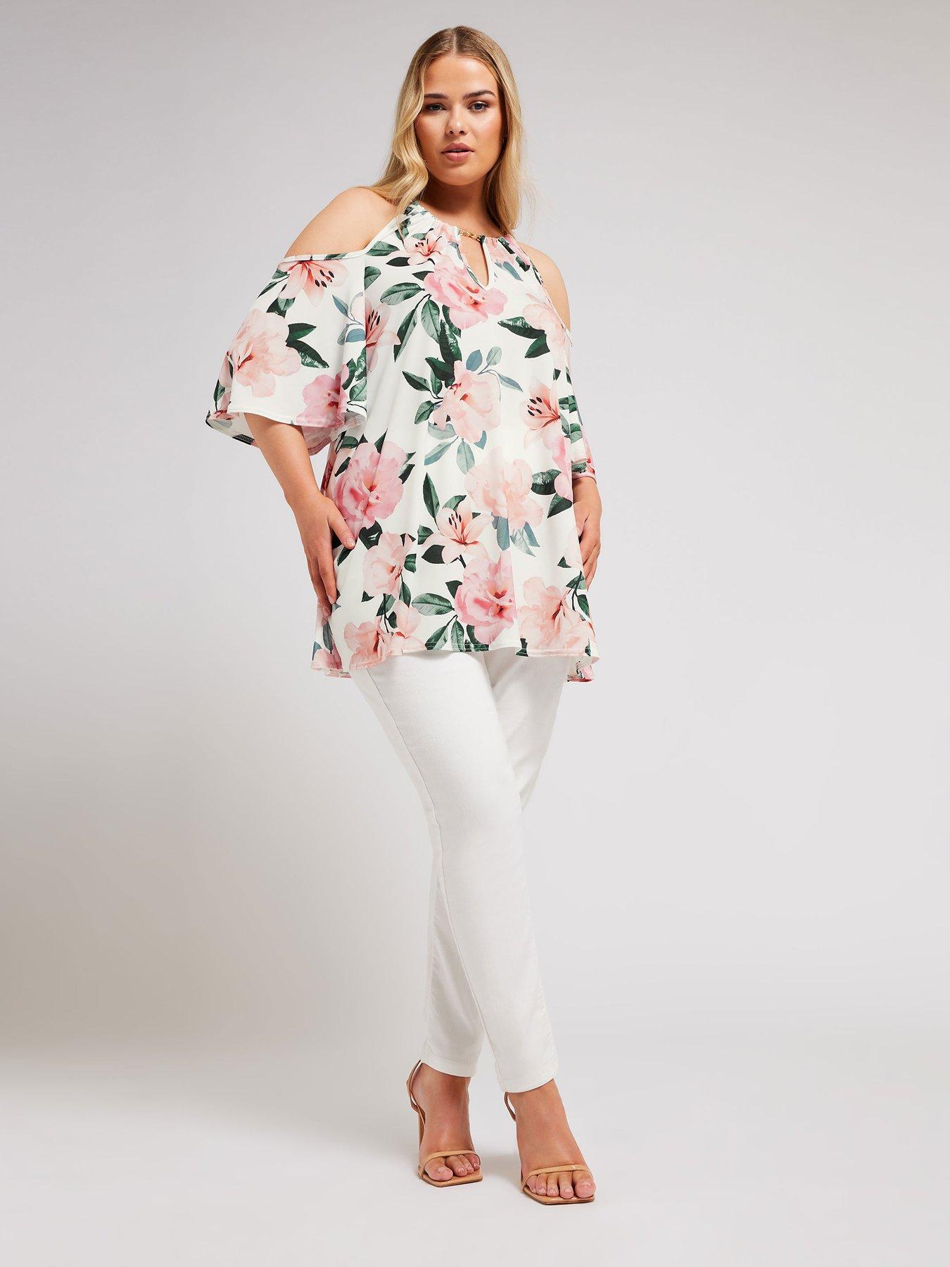 yours-curve-floral-chain-cold-shoulder-topback