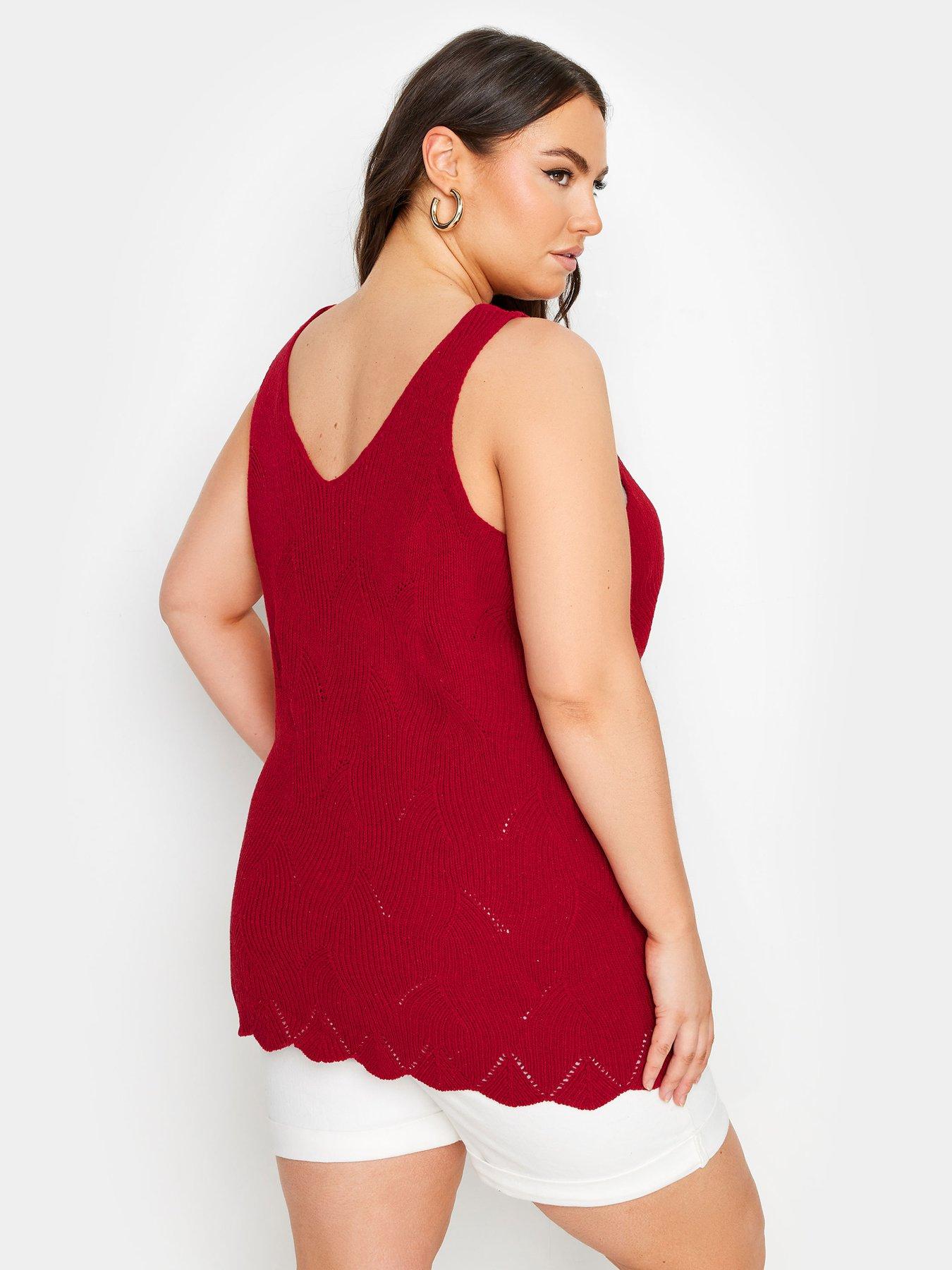 Image 2 of 3 of Yours Curve Scallop Hem Vest - Red