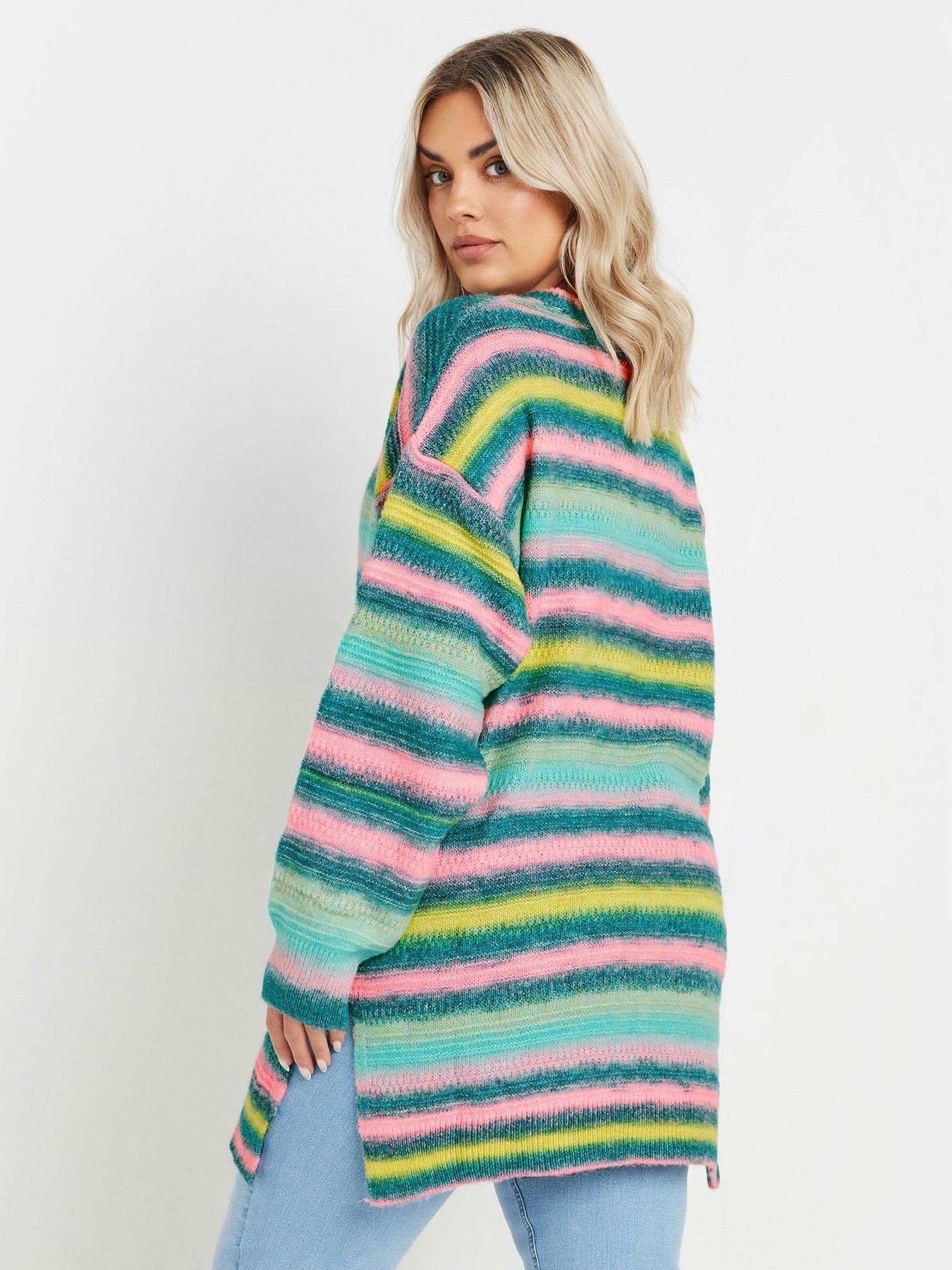 Image 2 of 5 of Yours Curve Multi Colour Stripe Jumper - Blue