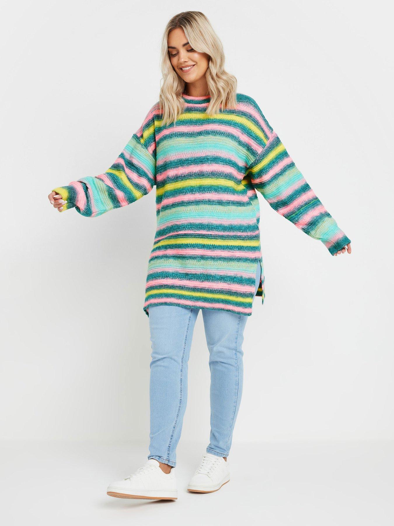 Image 3 of 5 of Yours Curve Multi Colour Stripe Jumper - Blue