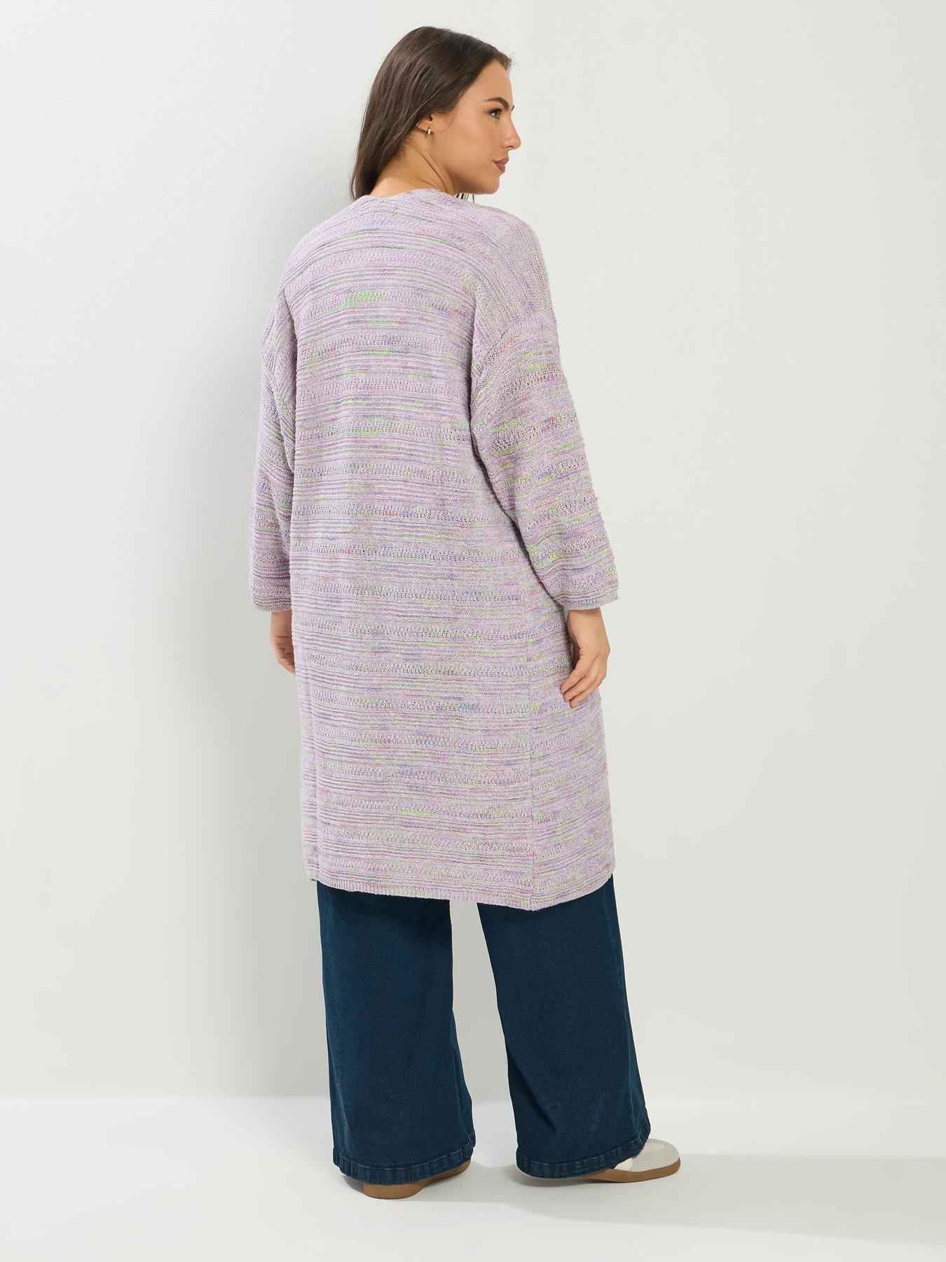 yours-curve-stripe-space-dyed-cardigan-purplestillFront