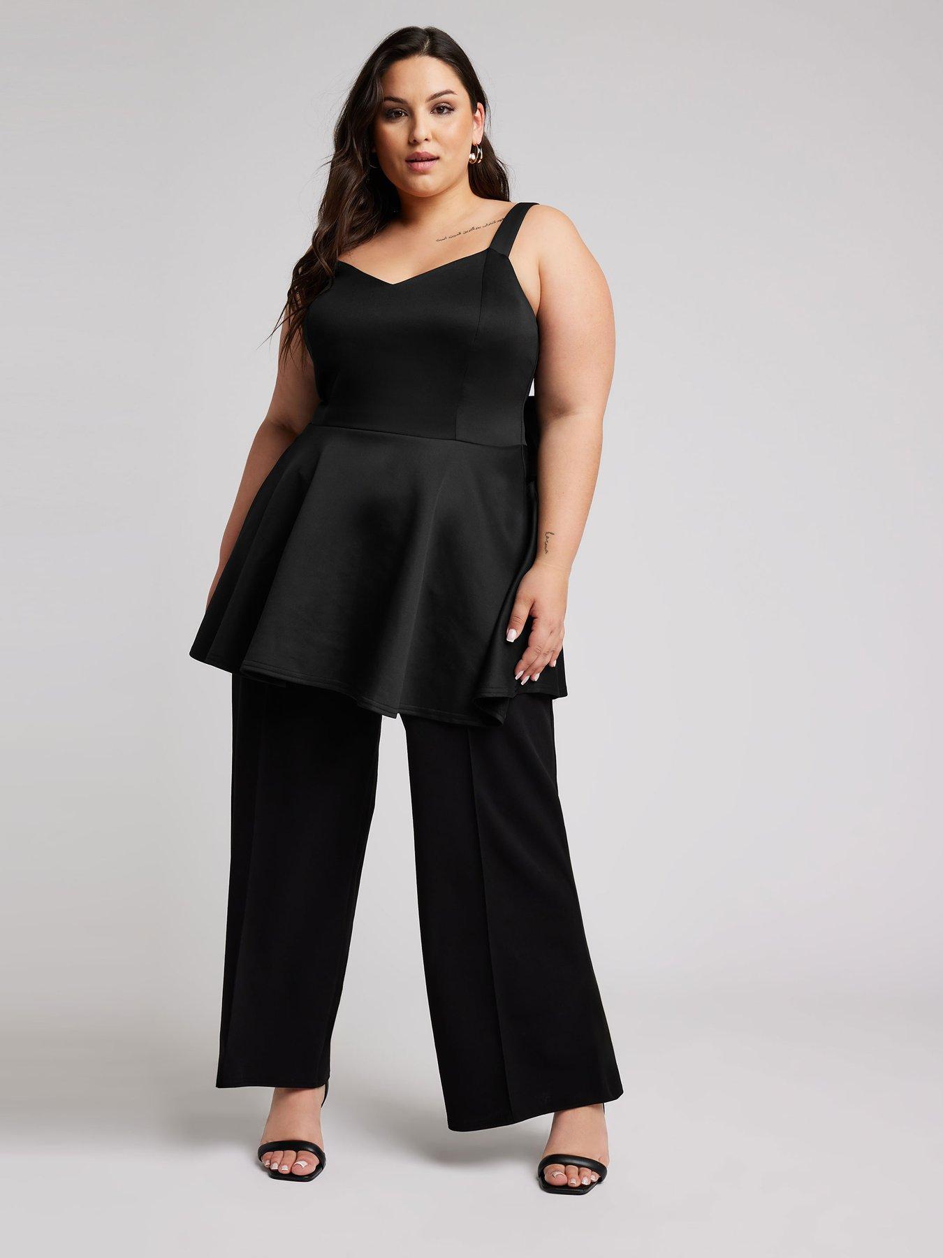 yours-curve-bow-back-peplum-top-blackback