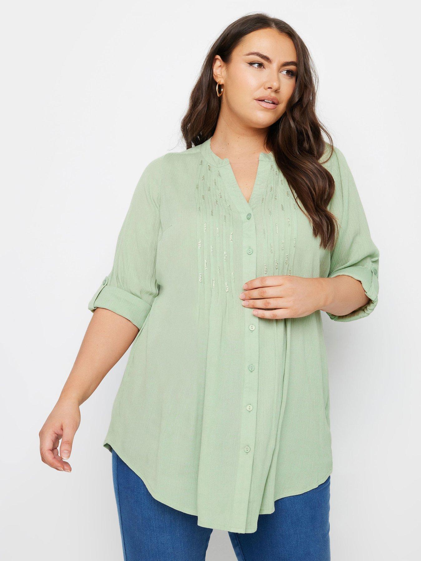 yours-curve-pintuck-shirt-solid-sage-green