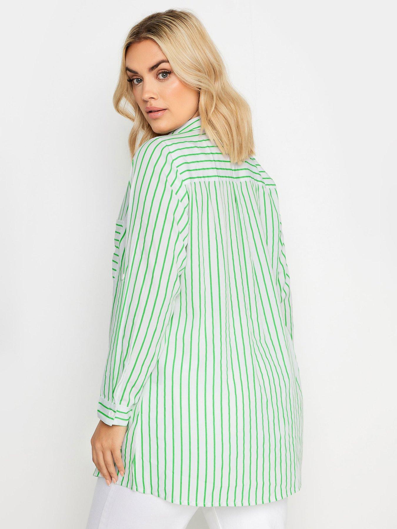 yours-curve-boyfriend-shirt-stripe-greenstillFront