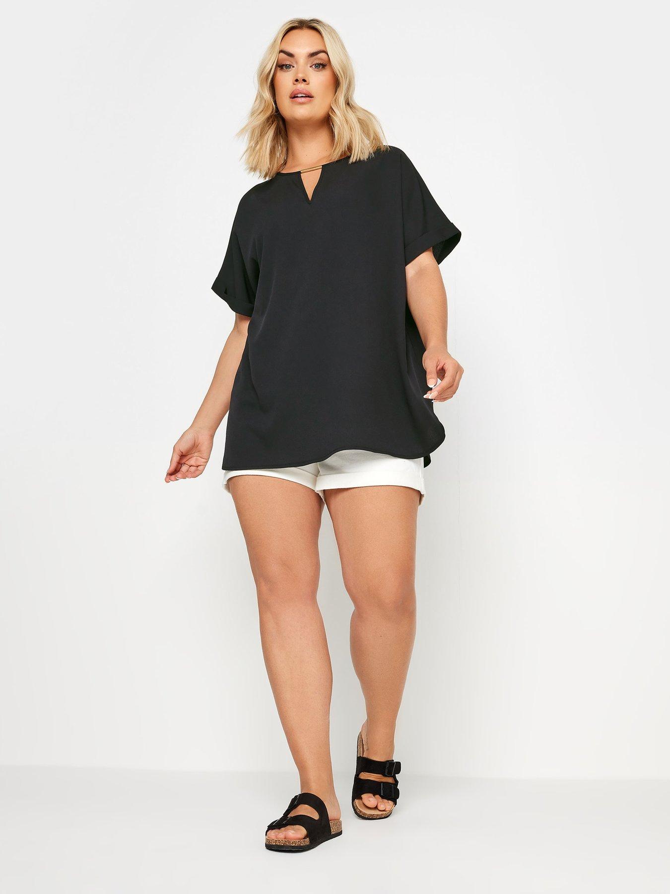 yours-curve-trim-neck-blouse-blackback