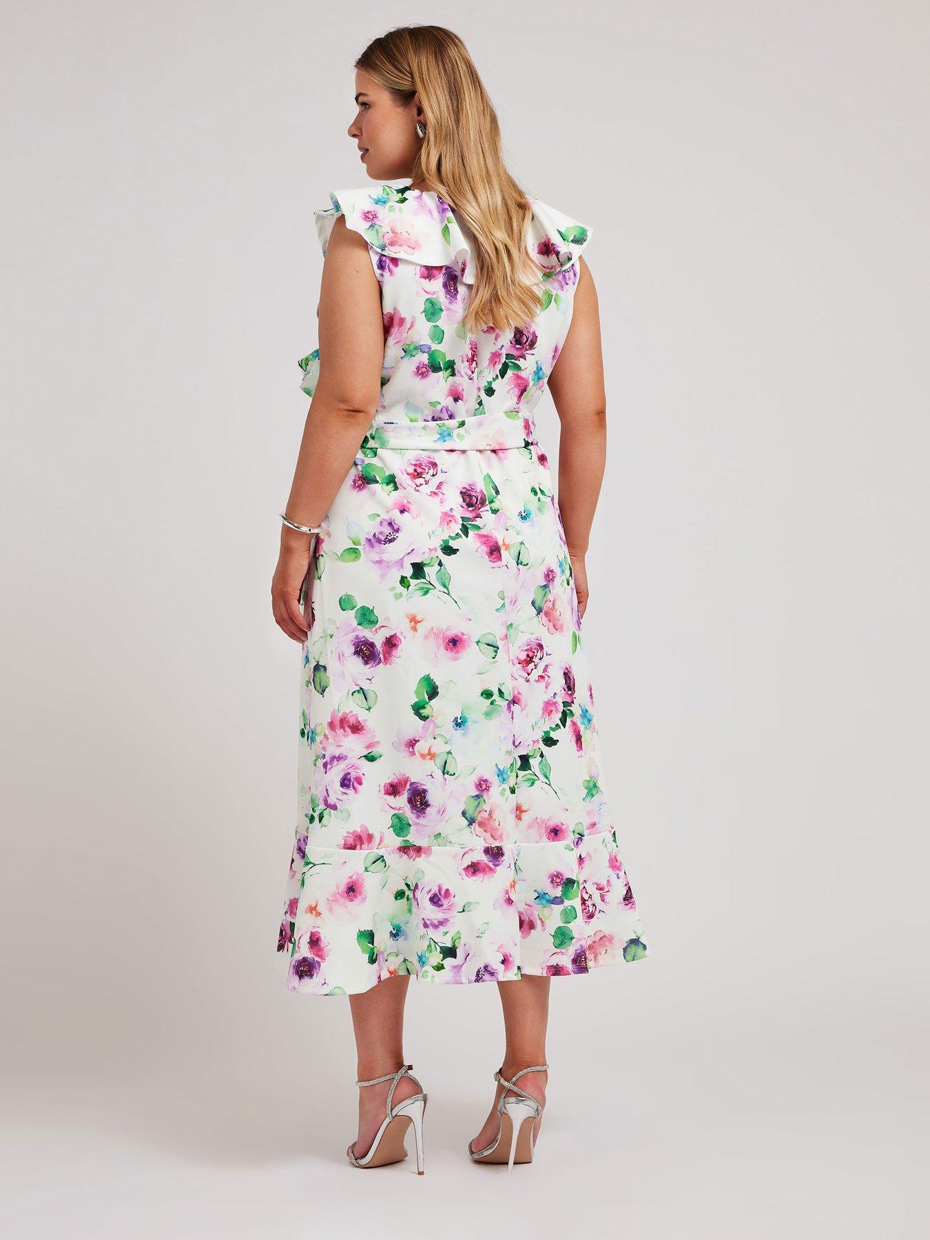 yours-curve-floral-ruffle-wrap-dress-whitestillFront