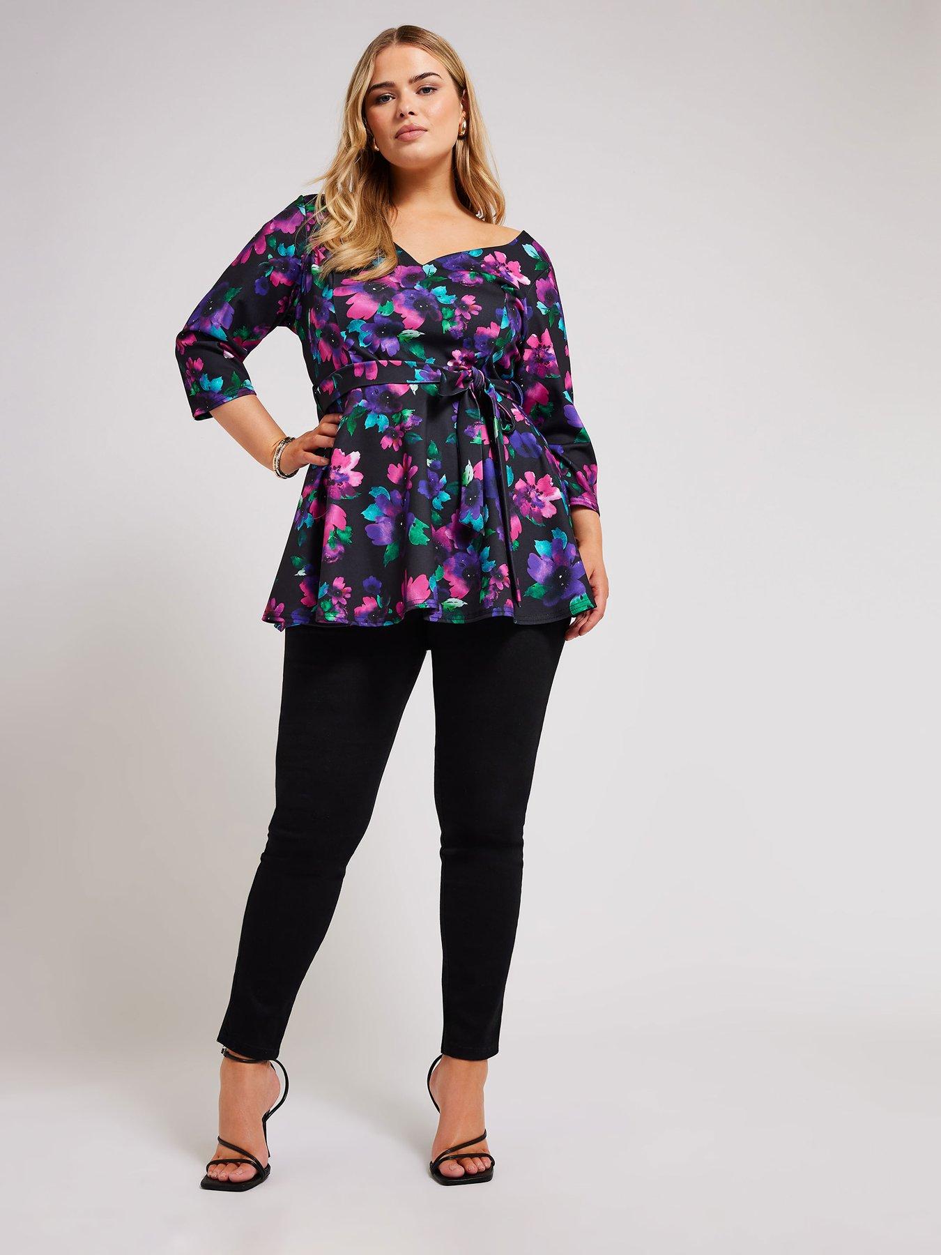 yours-curve-floral-long-sleeve-sweetheart-peplum-topback