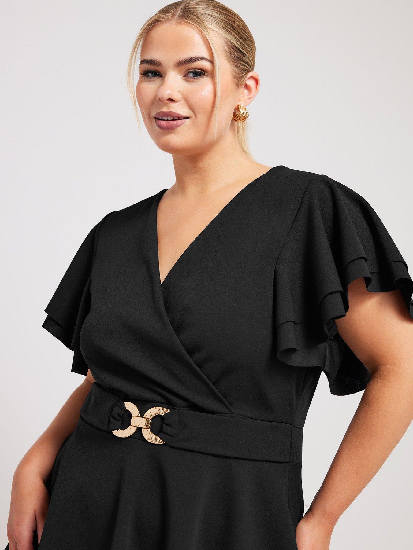 yours-curve-buckle-angel-sleeve-peplum-top-blackoutfit