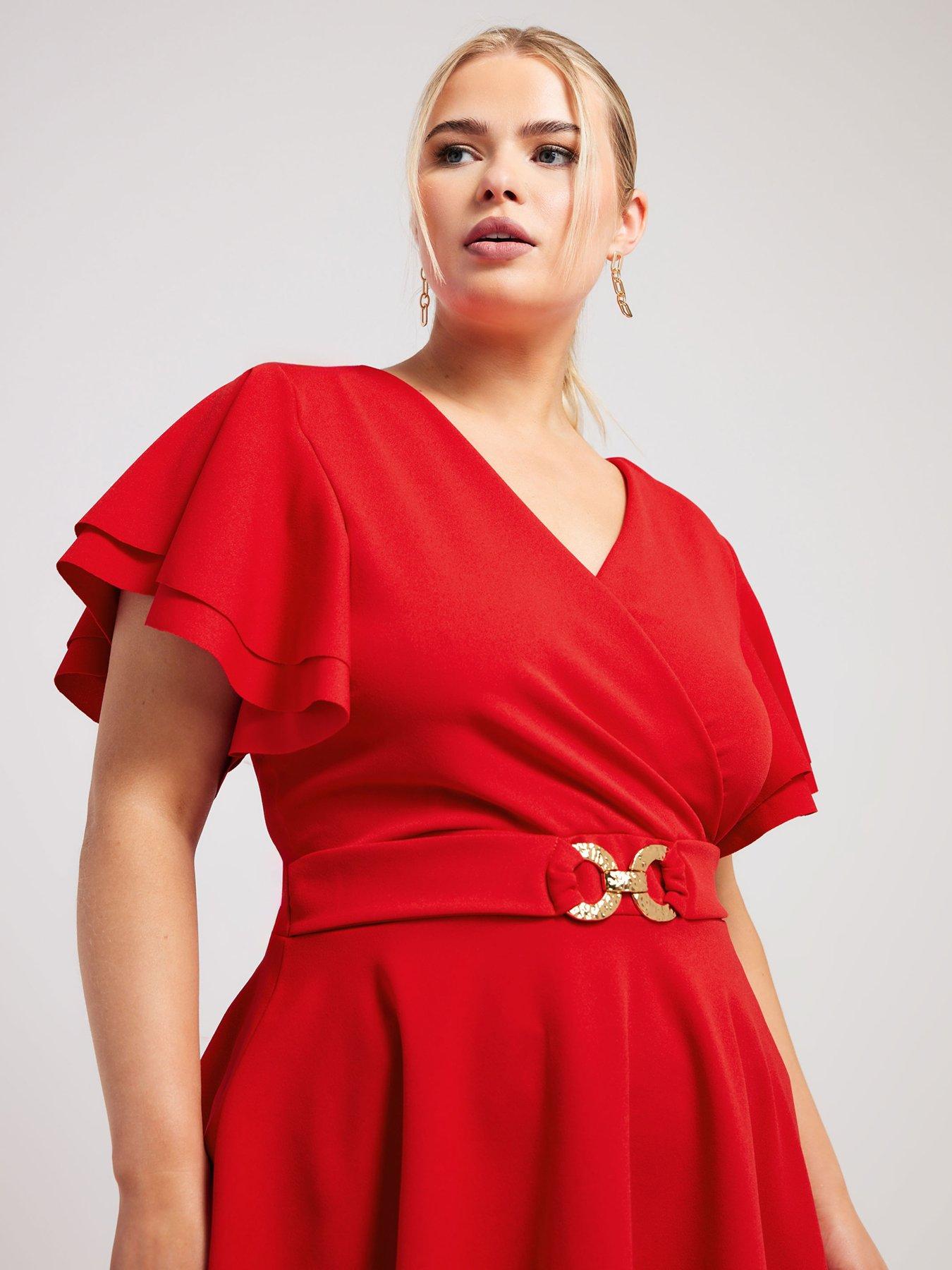 yours-curve-buckle-angel-sleeve-peplum-top-redoutfit