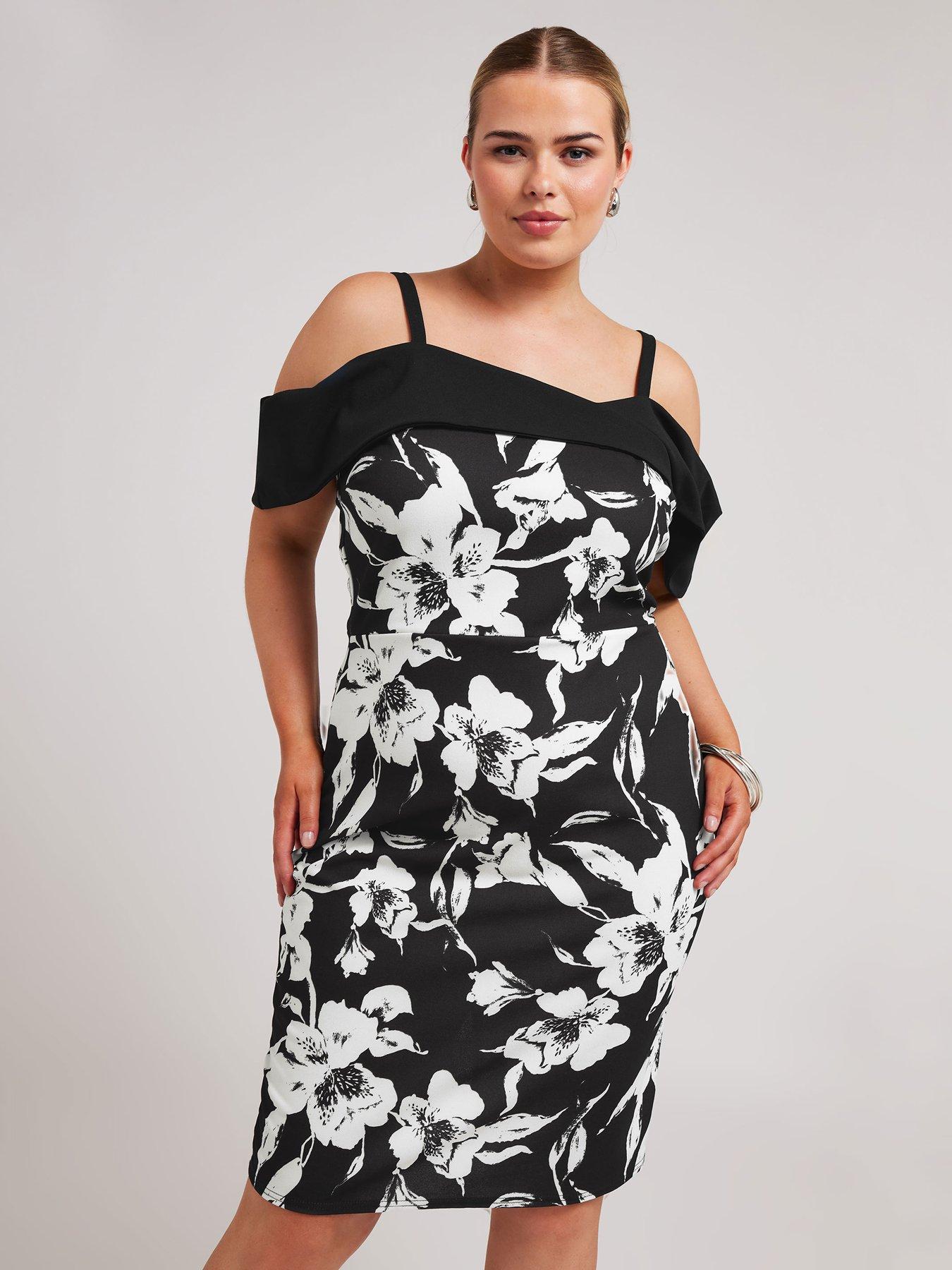 yours-curve-floral-bardot-shift-dress-blackback