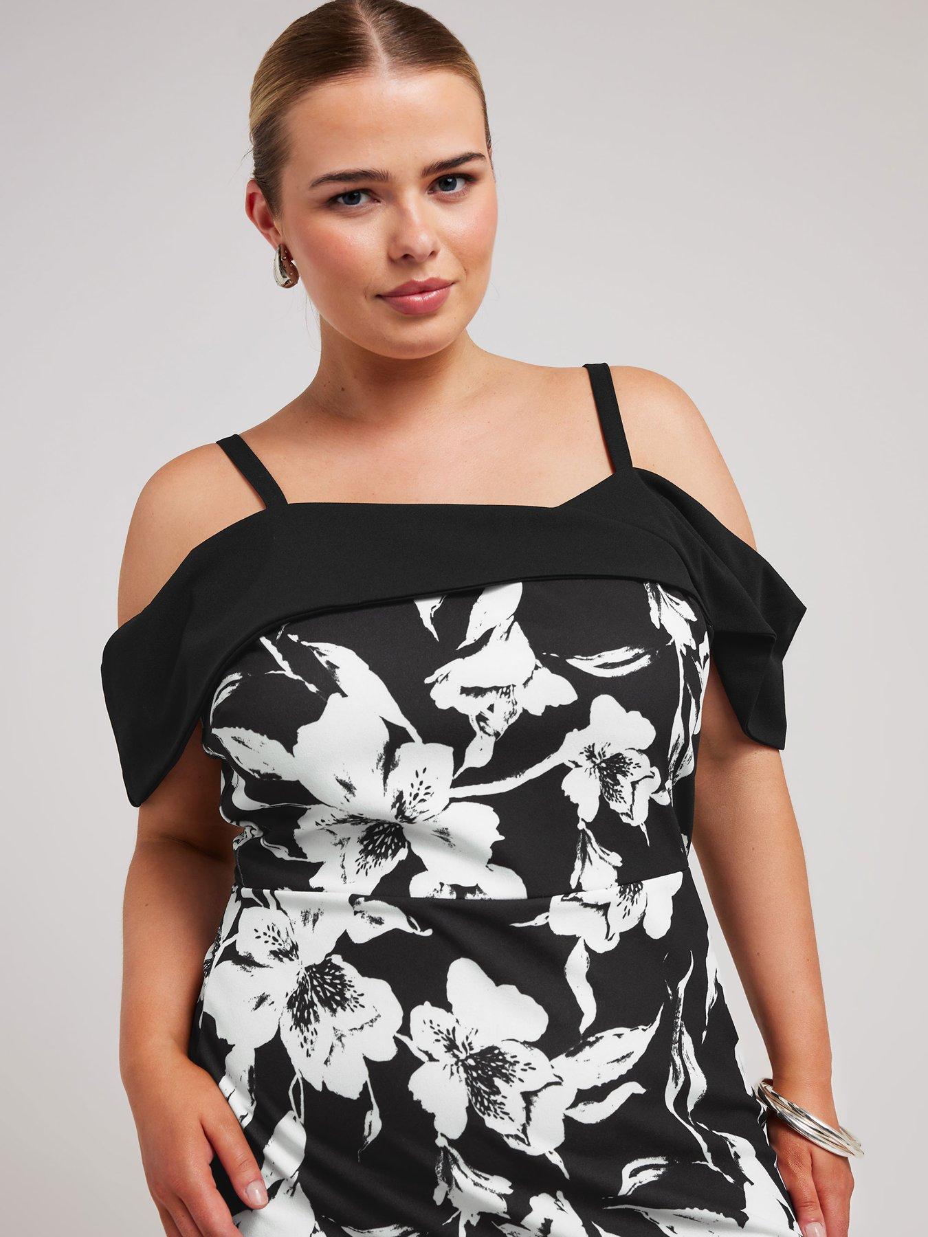 yours-curve-floral-bardot-shift-dress-blackoutfit