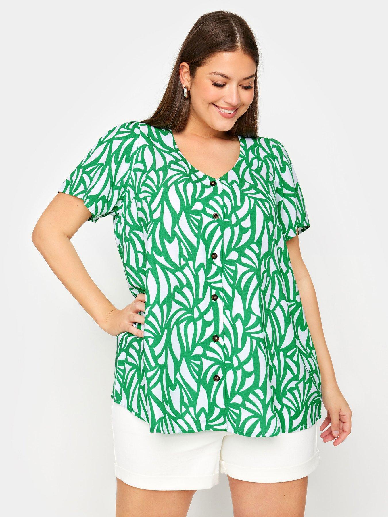 yours-curve-button-blouse-greenoutfit