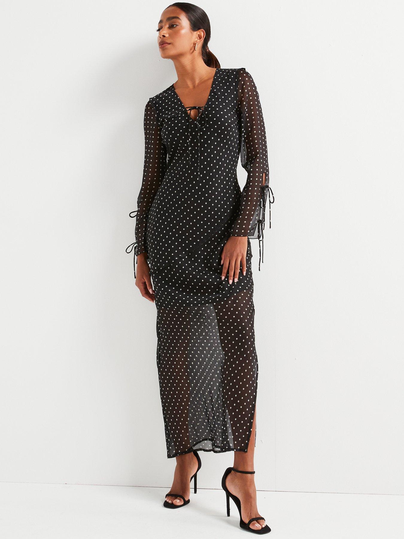 v-by-very-tie-front-printed-midi-dress-blackback