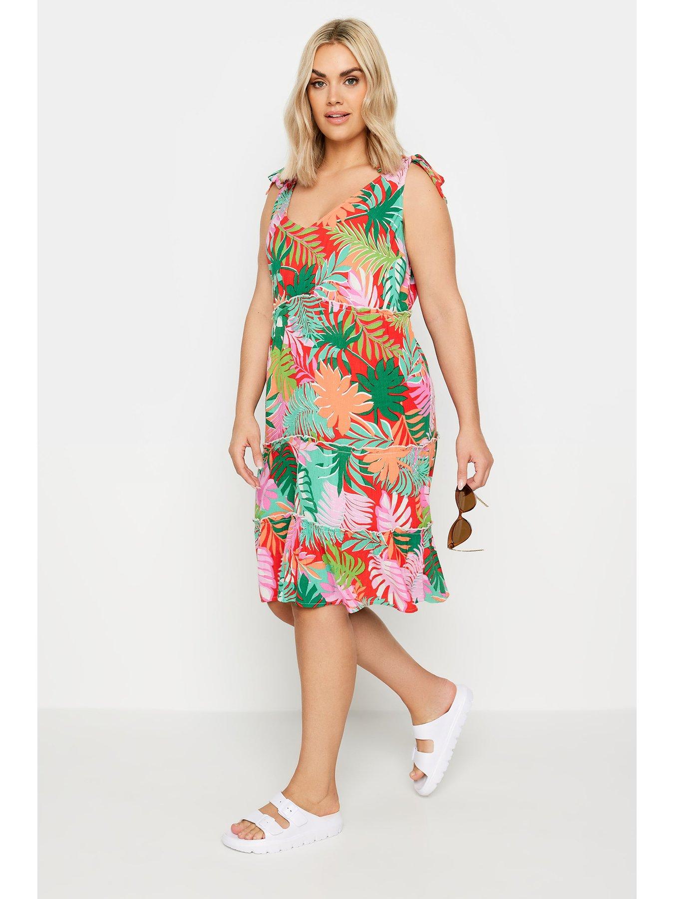 yours-curve-tiered-frill-tie-sleeve-mini-dress-tropical-redback