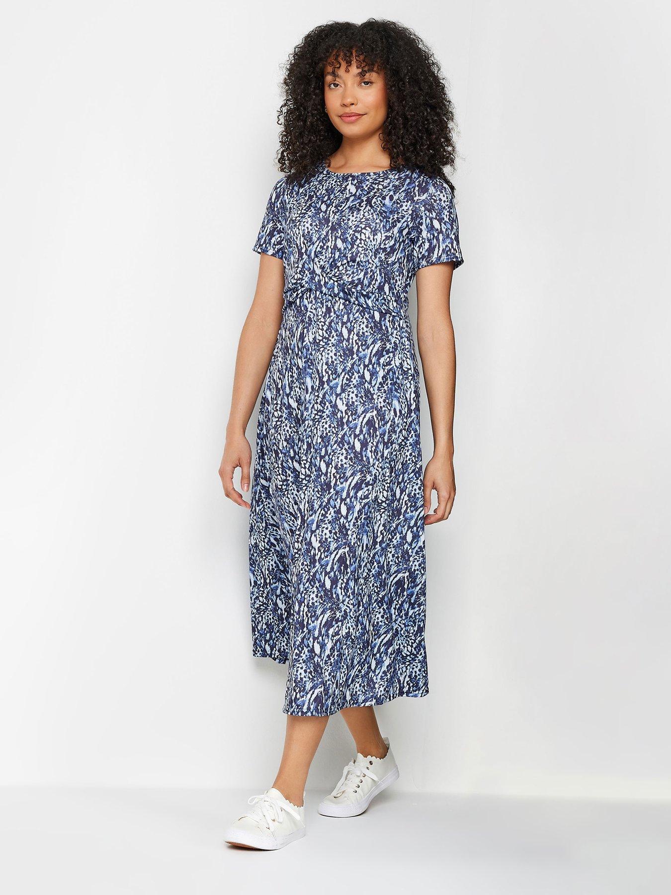 mco-blue-print-twist-front-dress