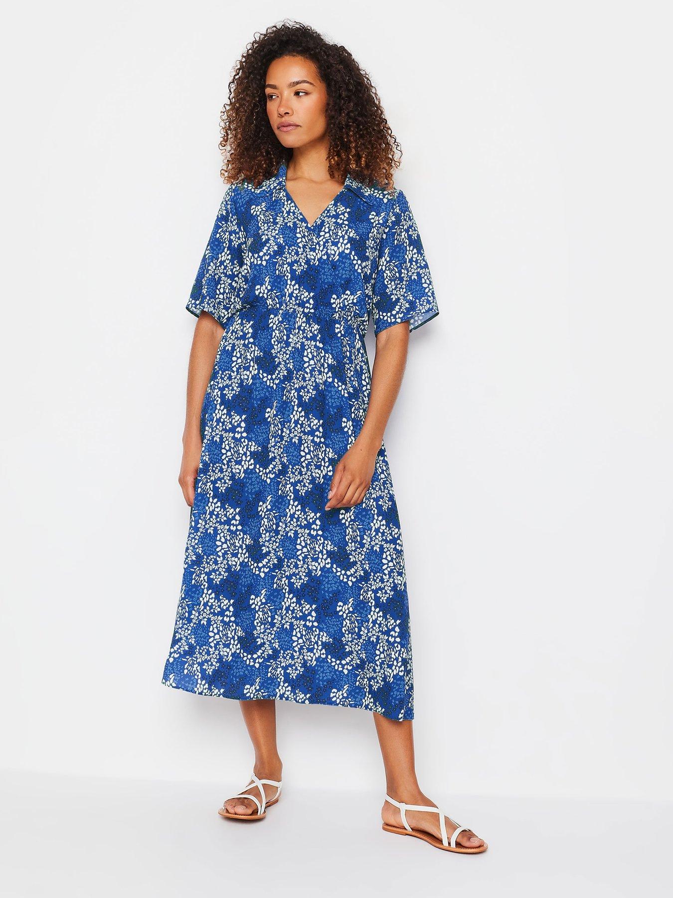 mco-blue-flower-printed-collared-dress