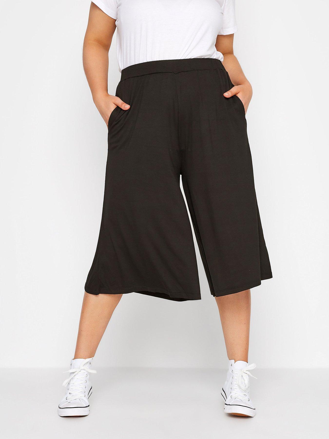 yours-curve-jersey-culotte-blackfront