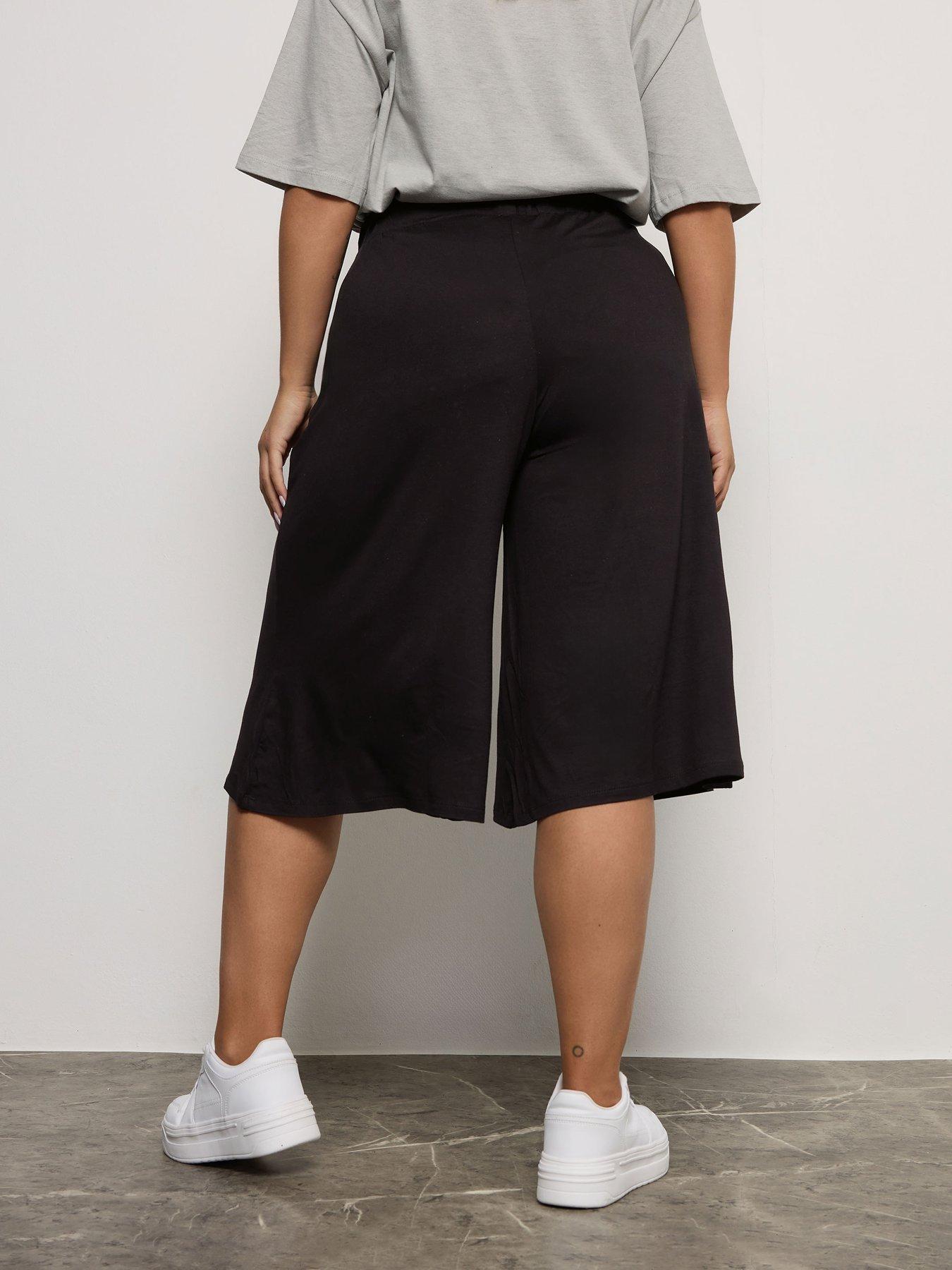 yours-curve-jersey-culotte-blackstillFront