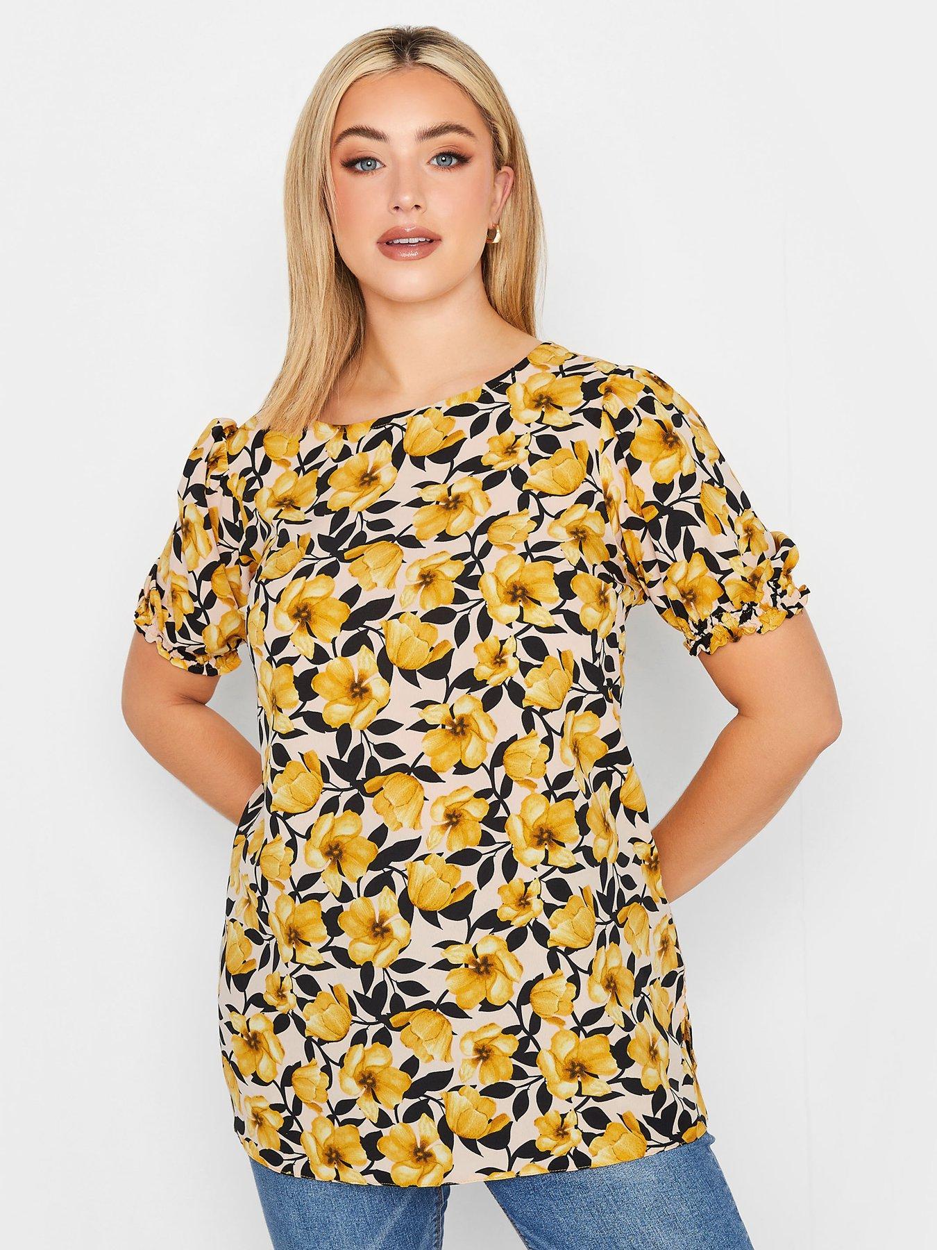 yours-curve-short-sleeve-blouse-yellow