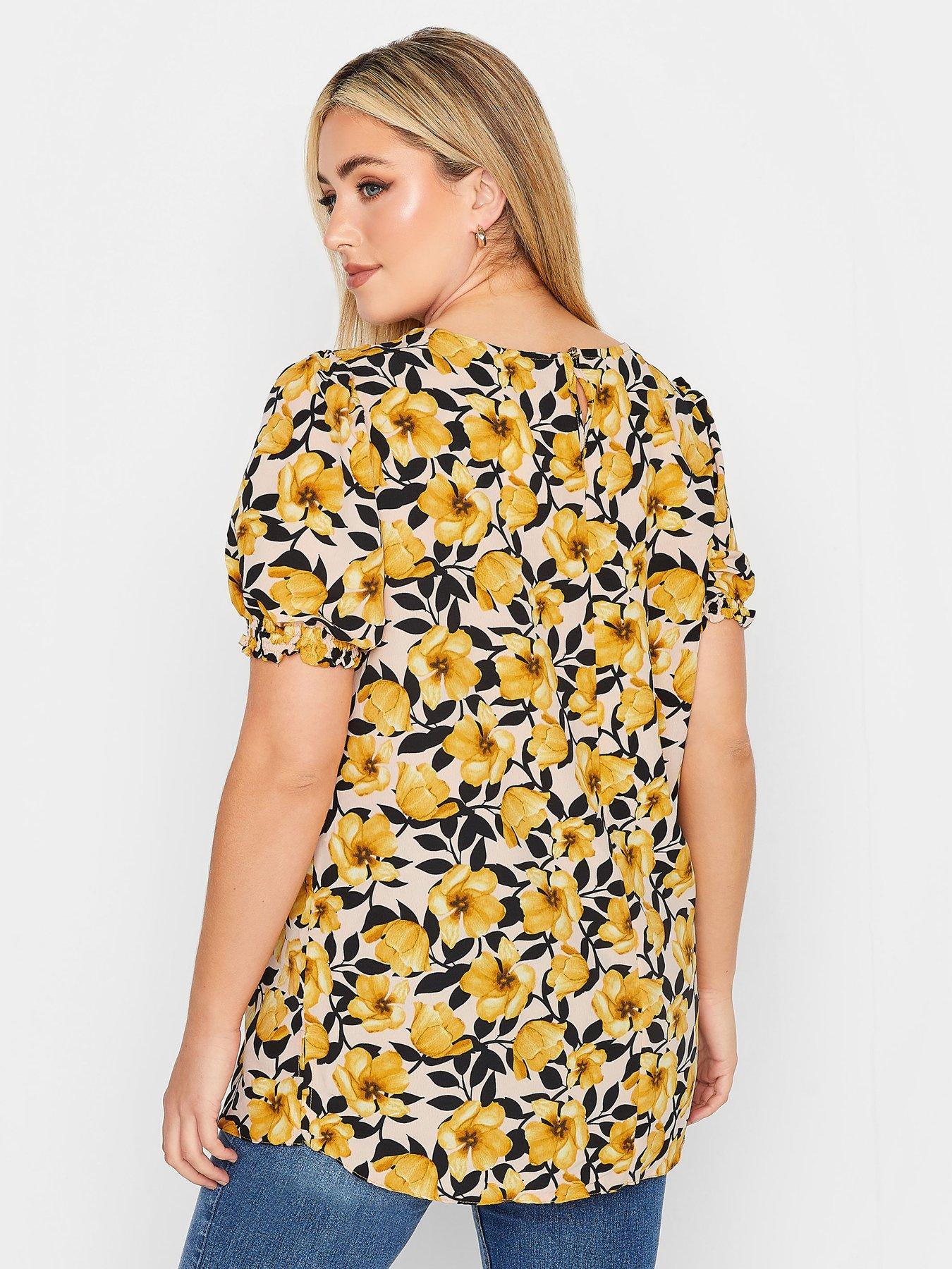 yours-curve-short-sleeve-blouse-yellowstillFront