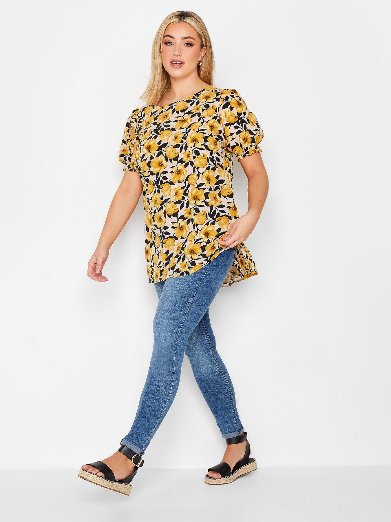 yours-curve-short-sleeve-blouse-yellowback