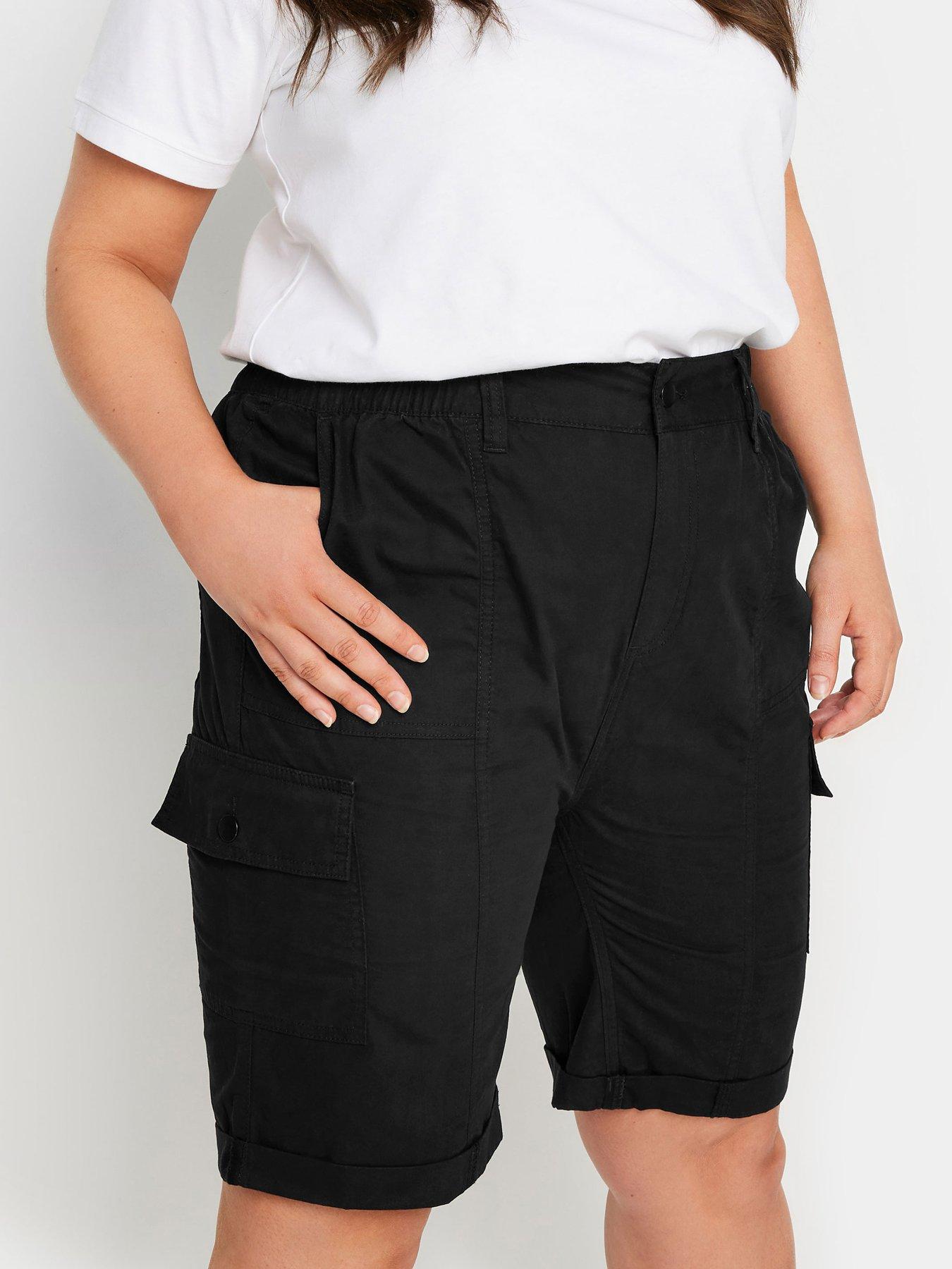 yours-curve-longline-cargo-elastic-waist-short-blackoutfit