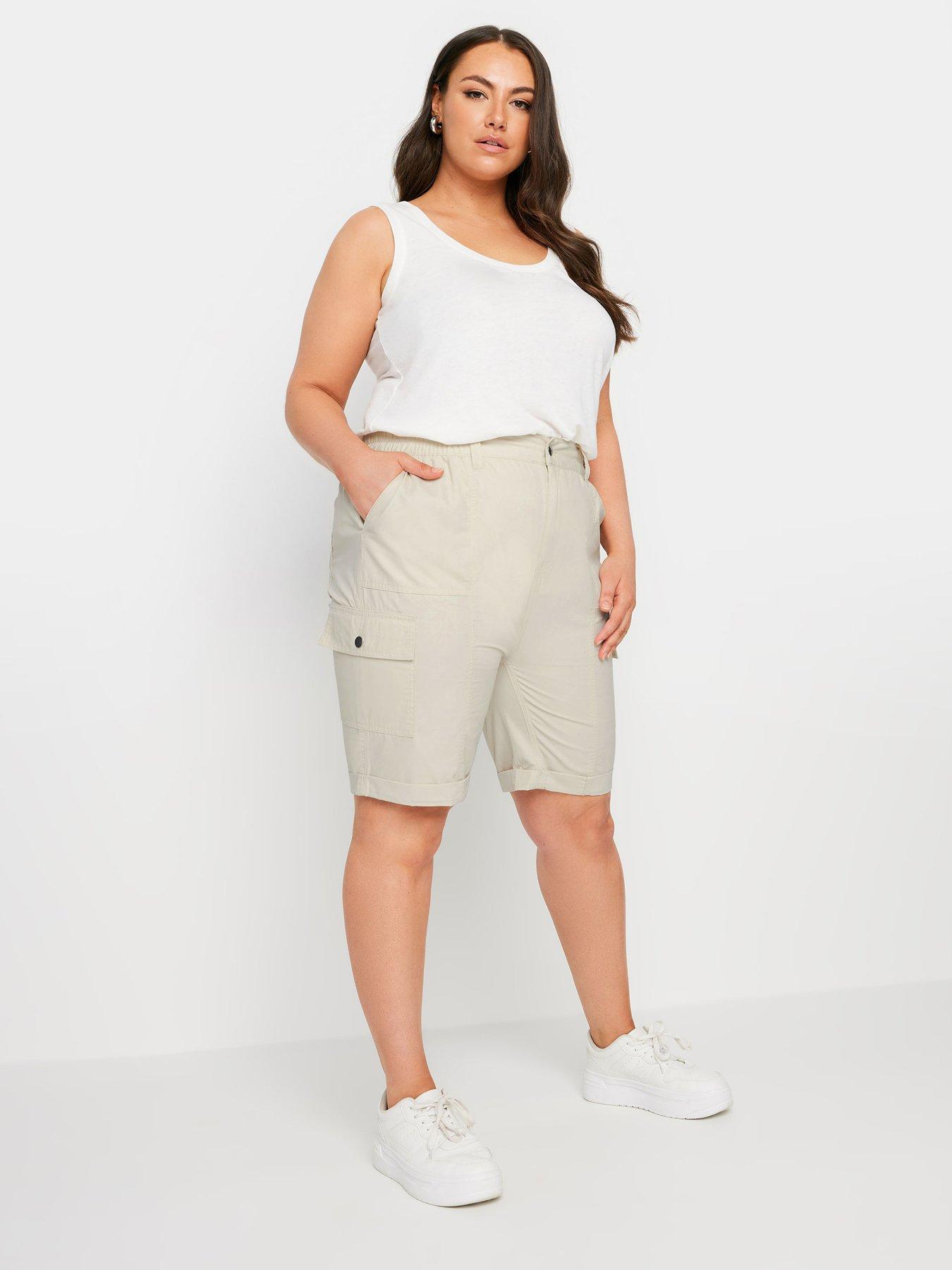 yours-curve-longline-cargo-elastic-waist-short-naturalback