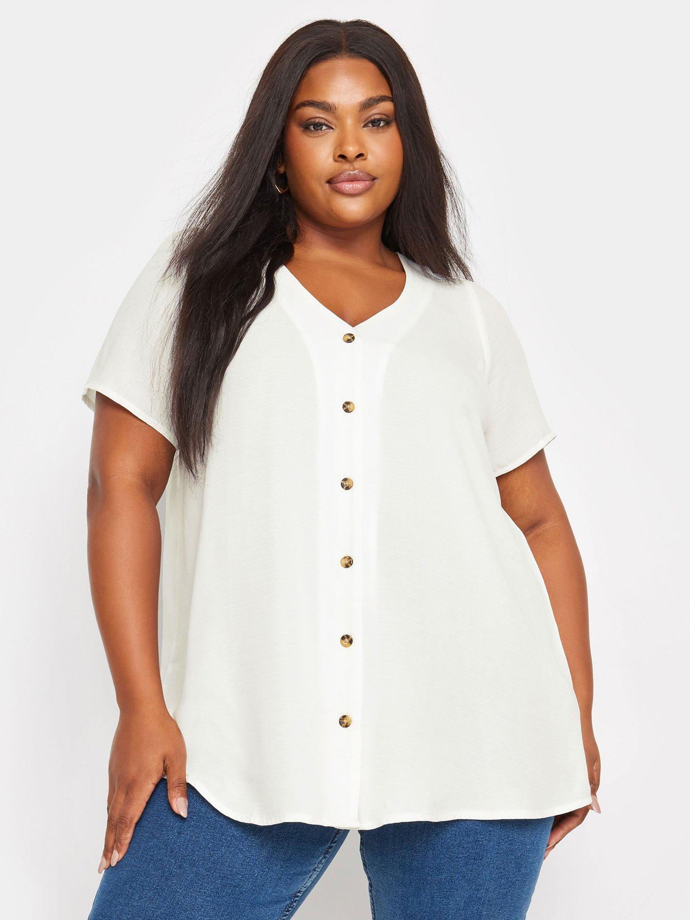 yours-curve-button-blouse-solid-white