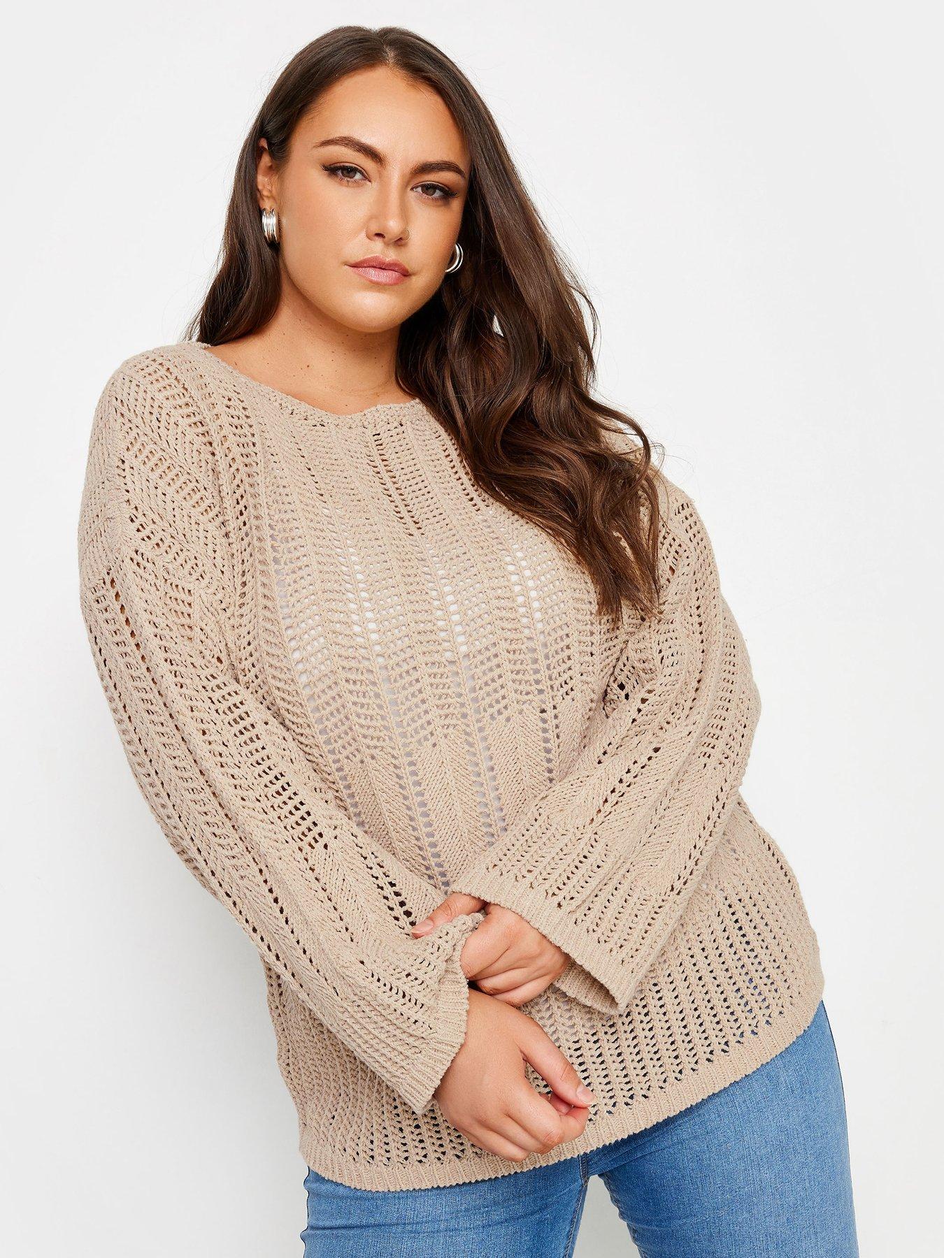 yours-curve-flare-sleeve-pointelle-jumper-natural