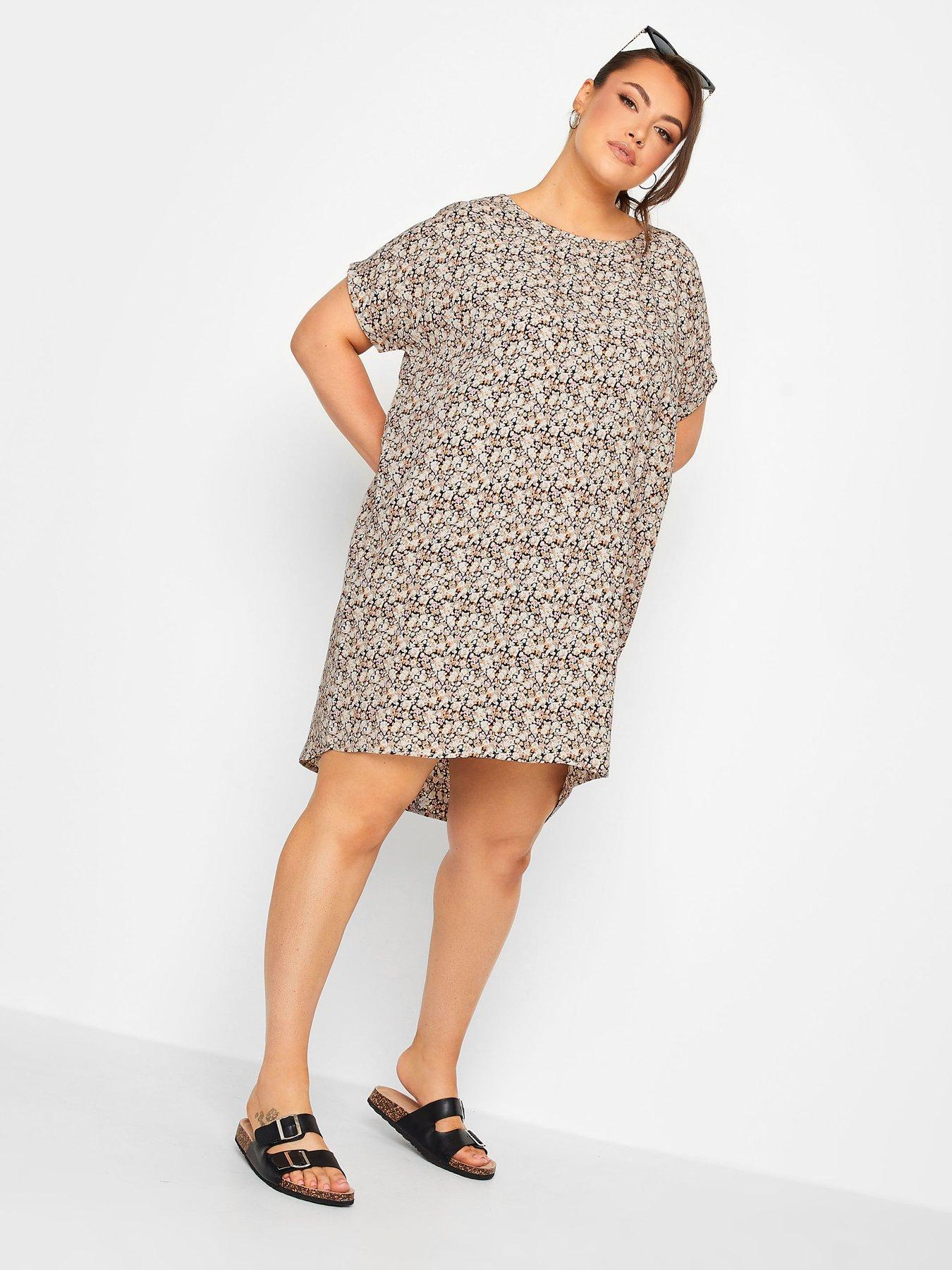 yours-curve-ditsy-shift-dress-naturalback